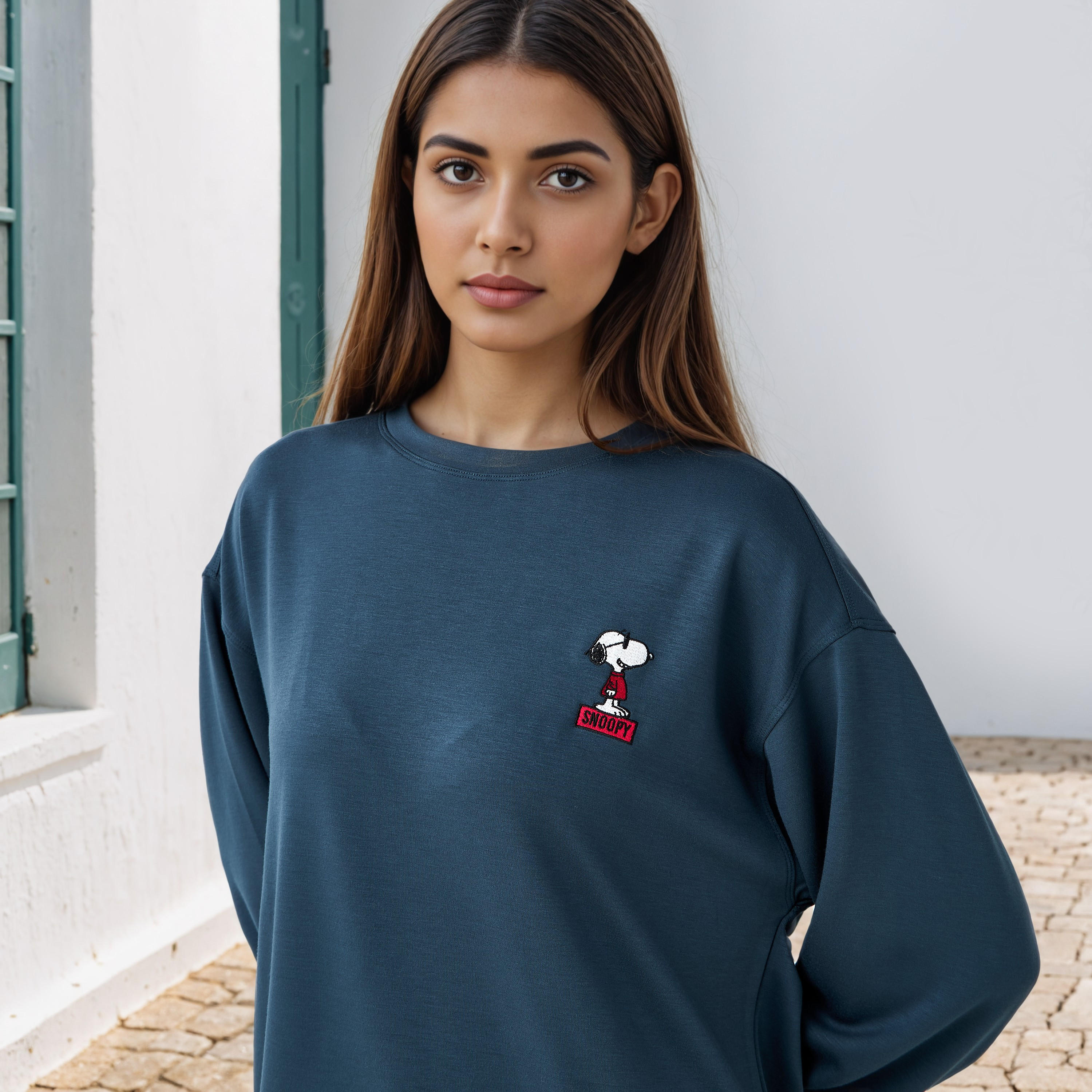 Snoopy Embroidered Sweatshirt-women-winterwear-hoodiesandsweatshirts-sweatshirts-image-4