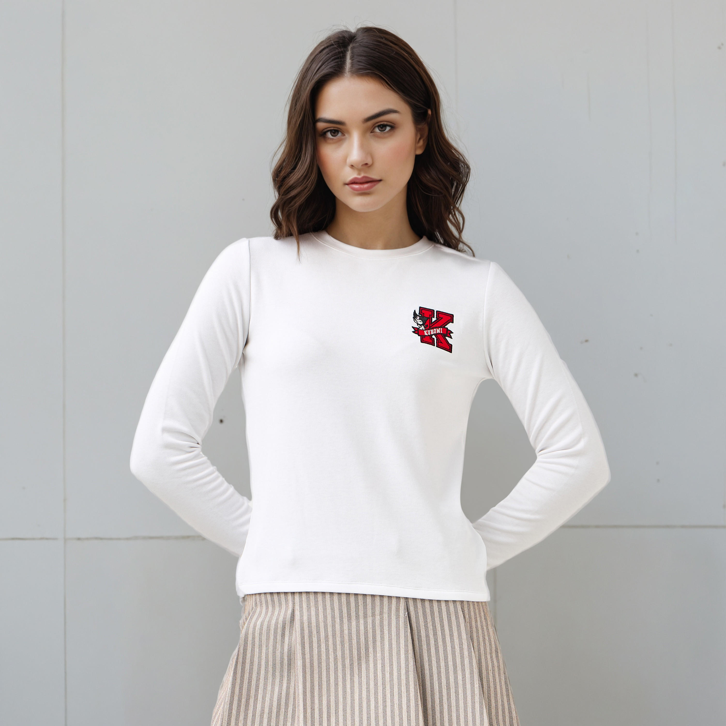 Kuromi Embroidered T-shirt-women-clothing-tshirts-image-1