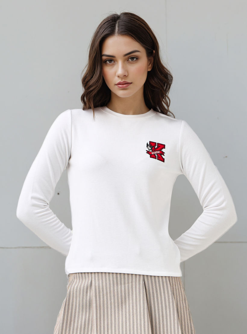 Kuromi Embroidered T-shirt-women-clothing-tshirts-image-1