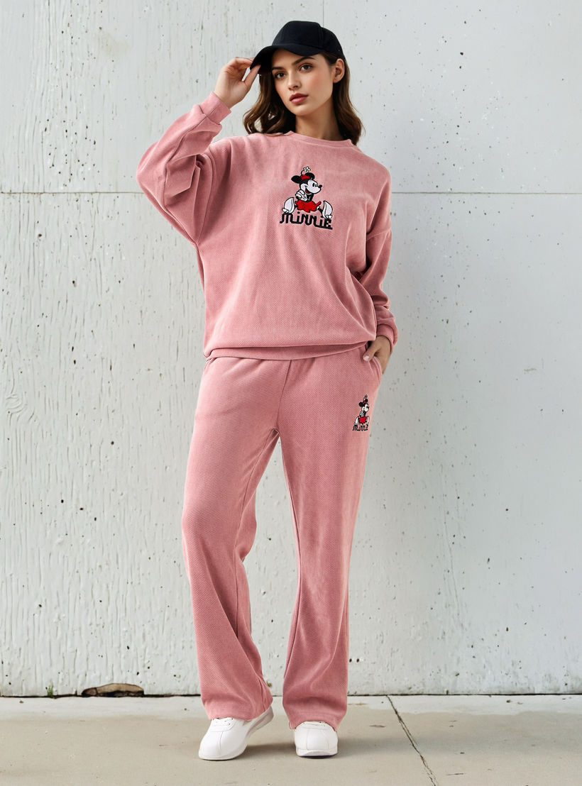 بنطلون ميني ماوس بقصة مستقيمة وخصر متوسط الارتفاع-women-clothing-bottoms-joggers-image-4