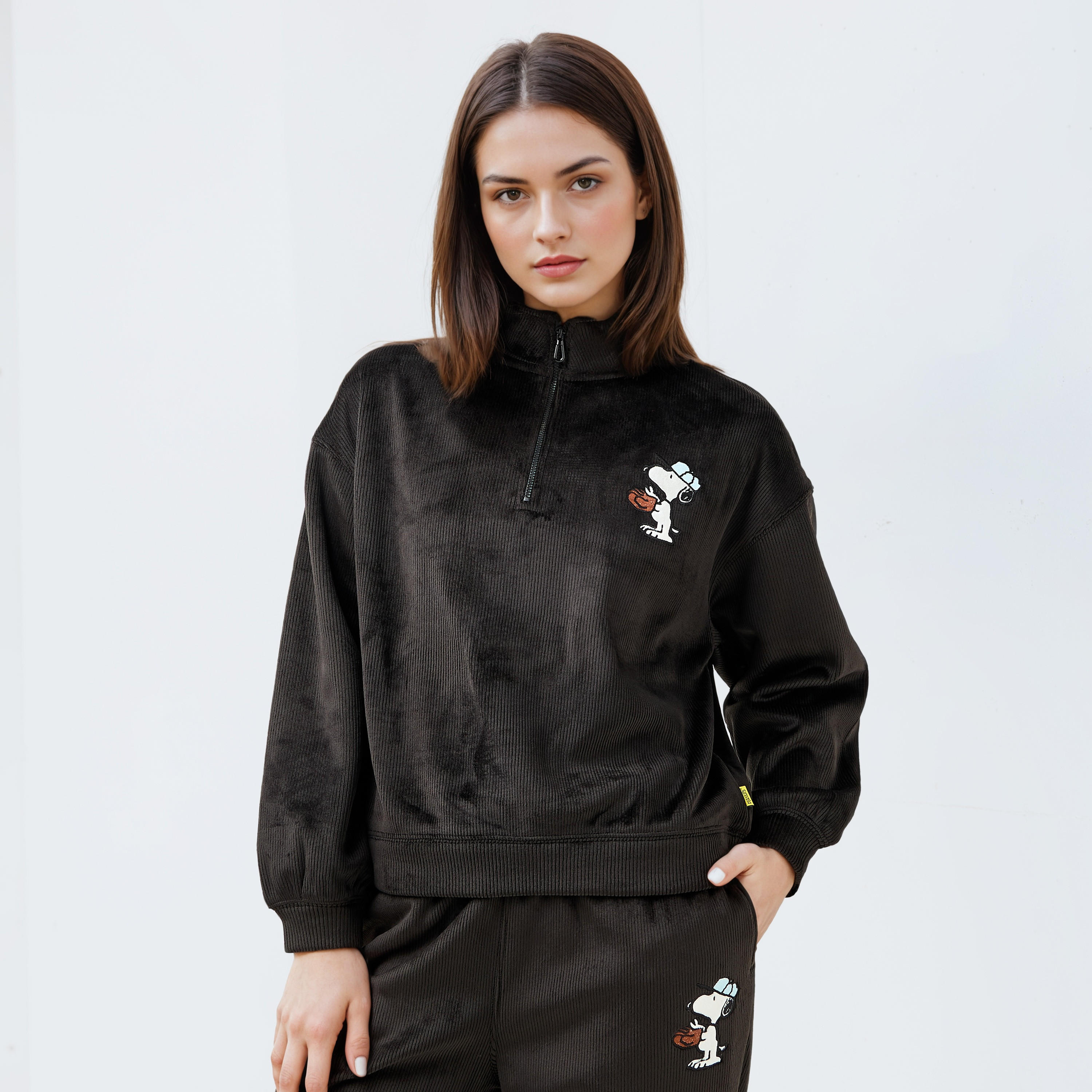 Snoopy Embroidered Sweatshirt-women-winterwear-hoodiesandsweatshirts-sweatshirts-image-1