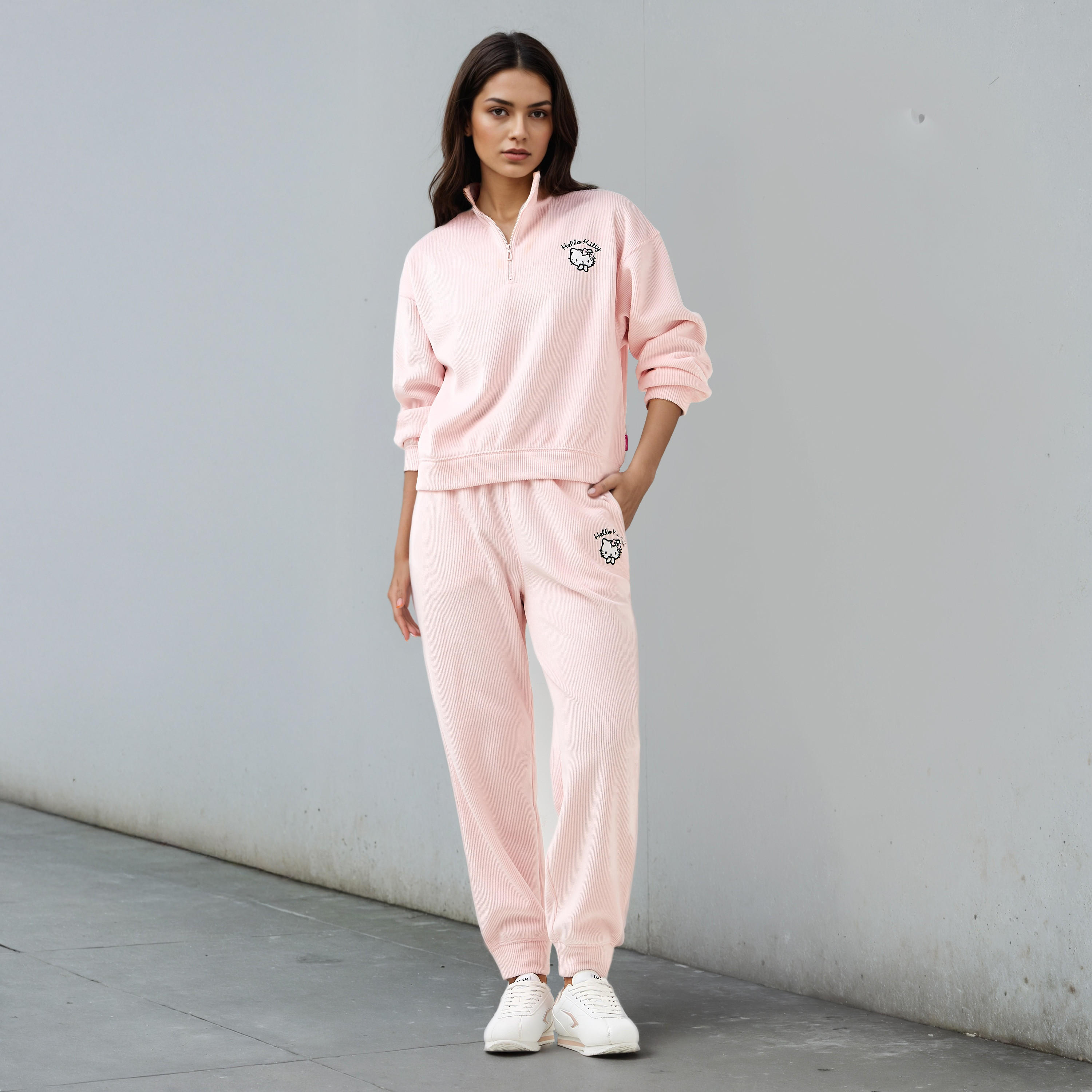 Hello Kitty Embroidered Ribbed Sweatshirt-women-winterwear-hoodiesandsweatshirts-sweatshirts-image-2