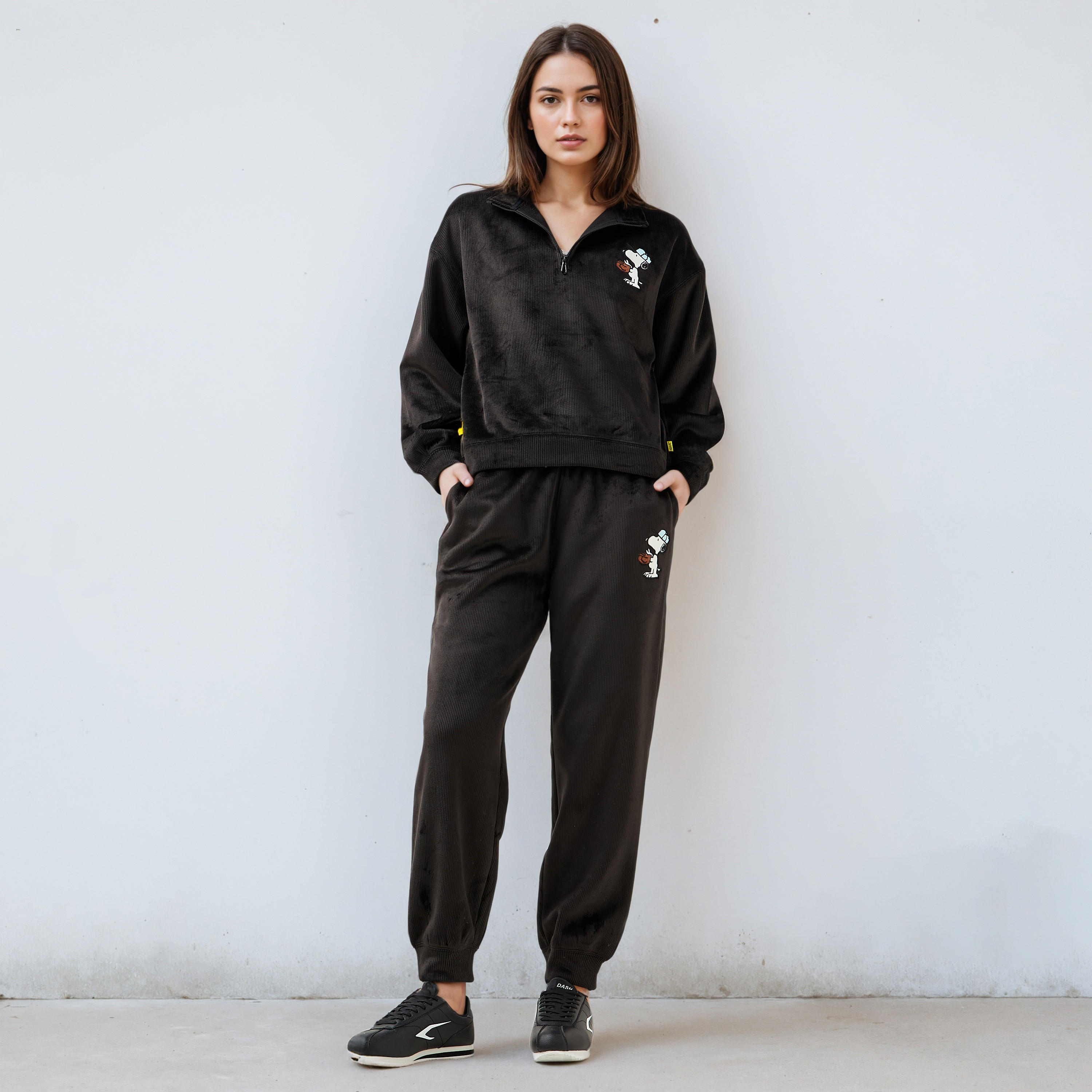 Snoopy Embroidered Joggers-women-clothing-bottoms-joggers-image-2