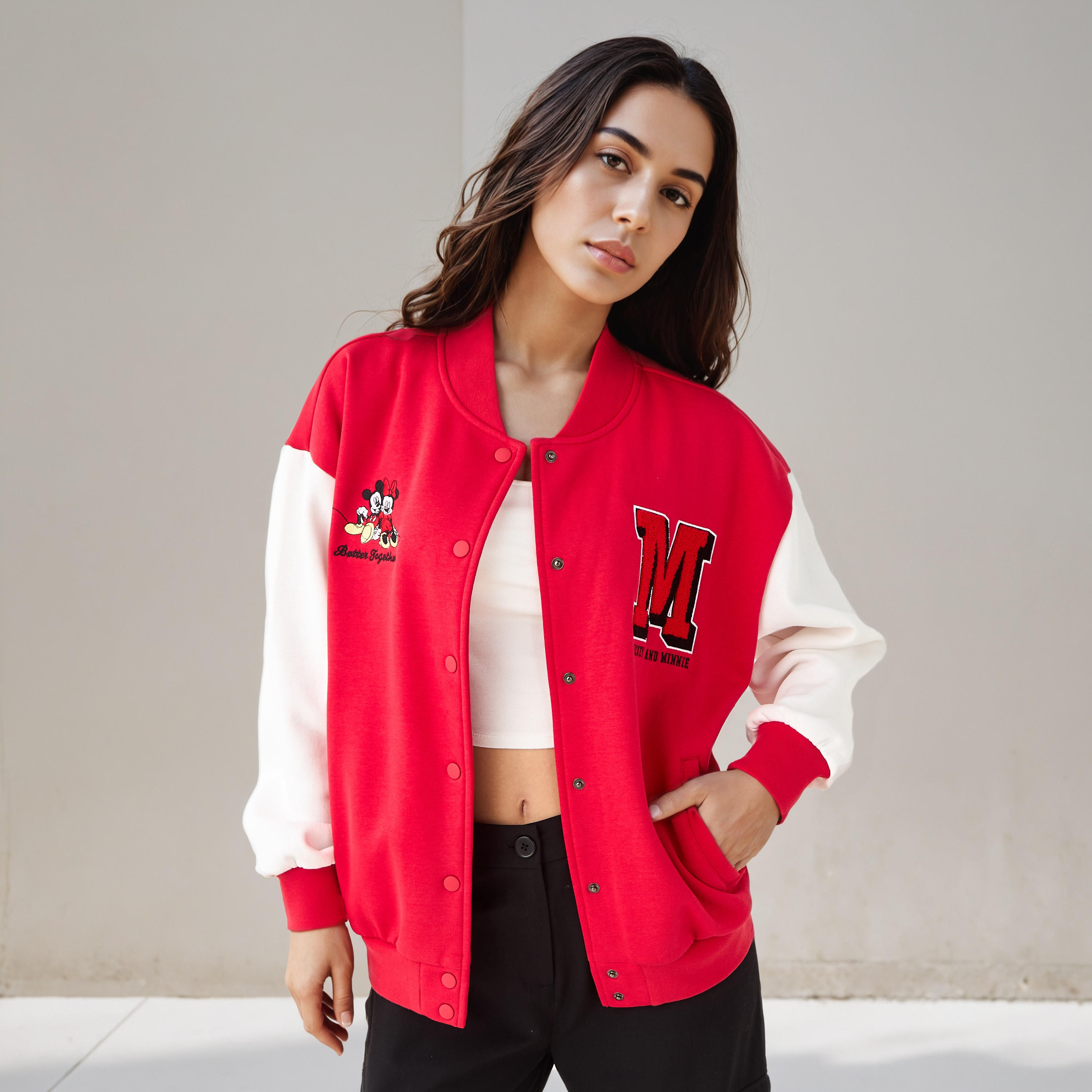 Minnie Mouse Varsity Jacket-women-winterwear-coatsandjackets-jackets-image-1