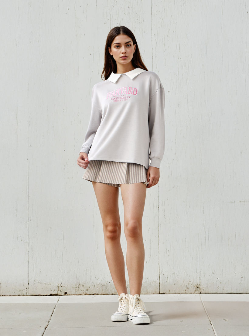 Harvard Embroidered Sweatshirt with Contrast Collar-women-winterwear-hoodiesandsweatshirts-sweatshirts-image-2
