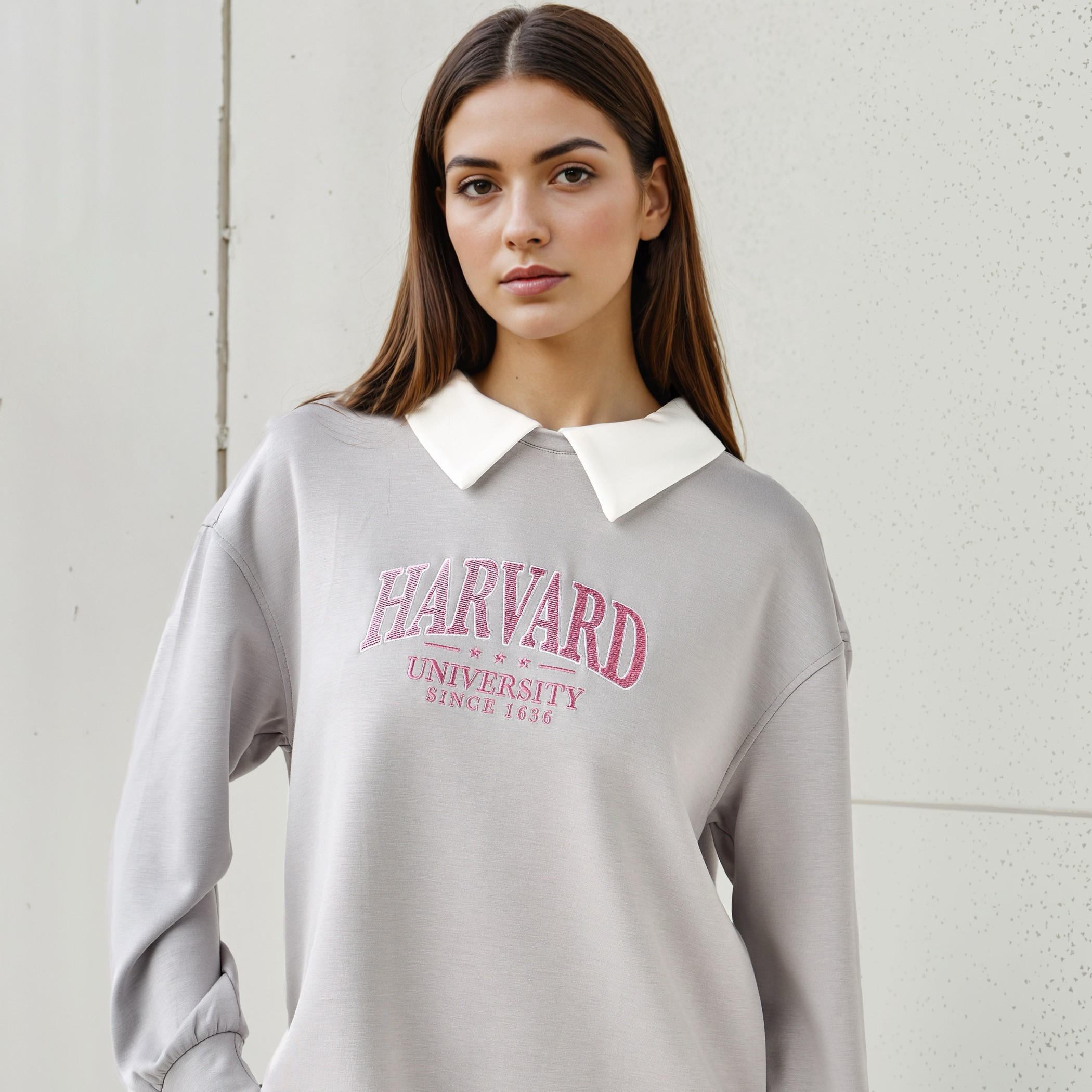Harvard Embroidered Sweatshirt with Contrast Collar-women-winterwear-hoodiesandsweatshirts-sweatshirts-image-4