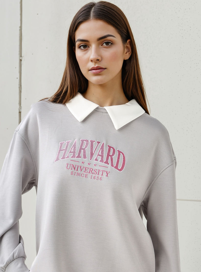 Harvard Embroidered Sweatshirt with Contrast Collar-women-winterwear-hoodiesandsweatshirts-sweatshirts-image-4