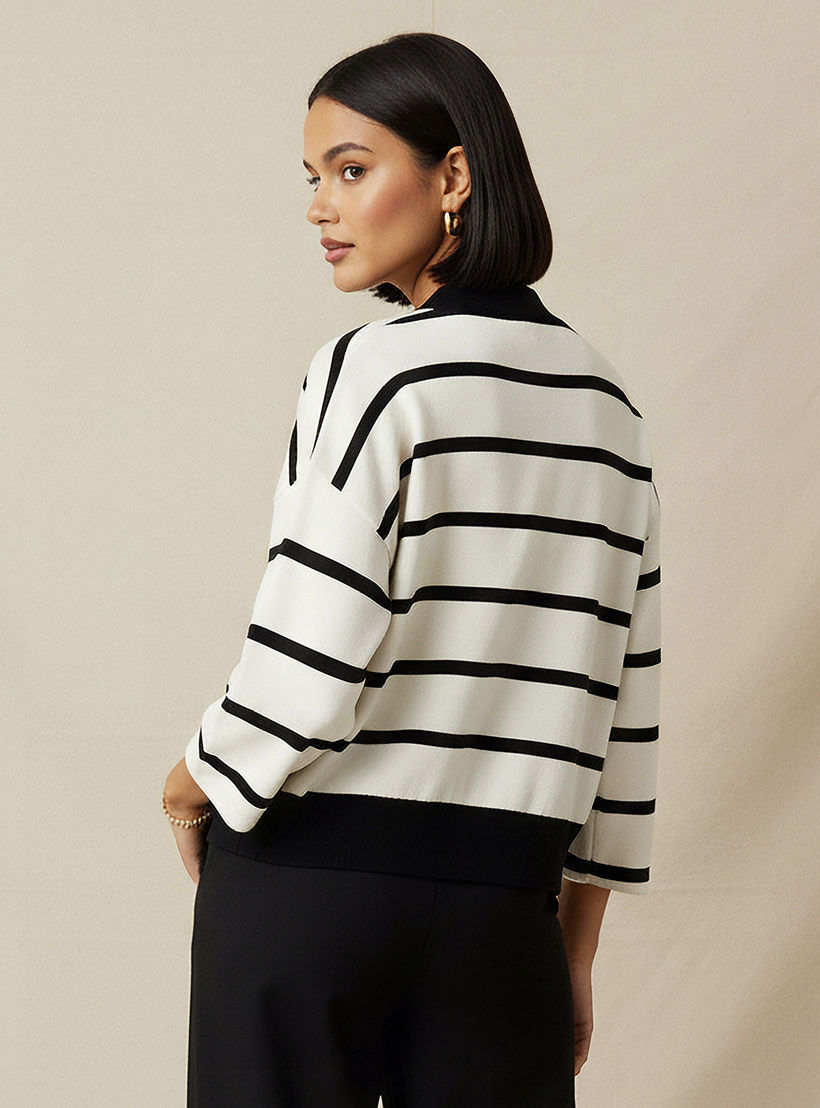 كارديجان واسع بياقة V مخطط-women-winterwear-cardigansandjumpers-cardigans-image-3