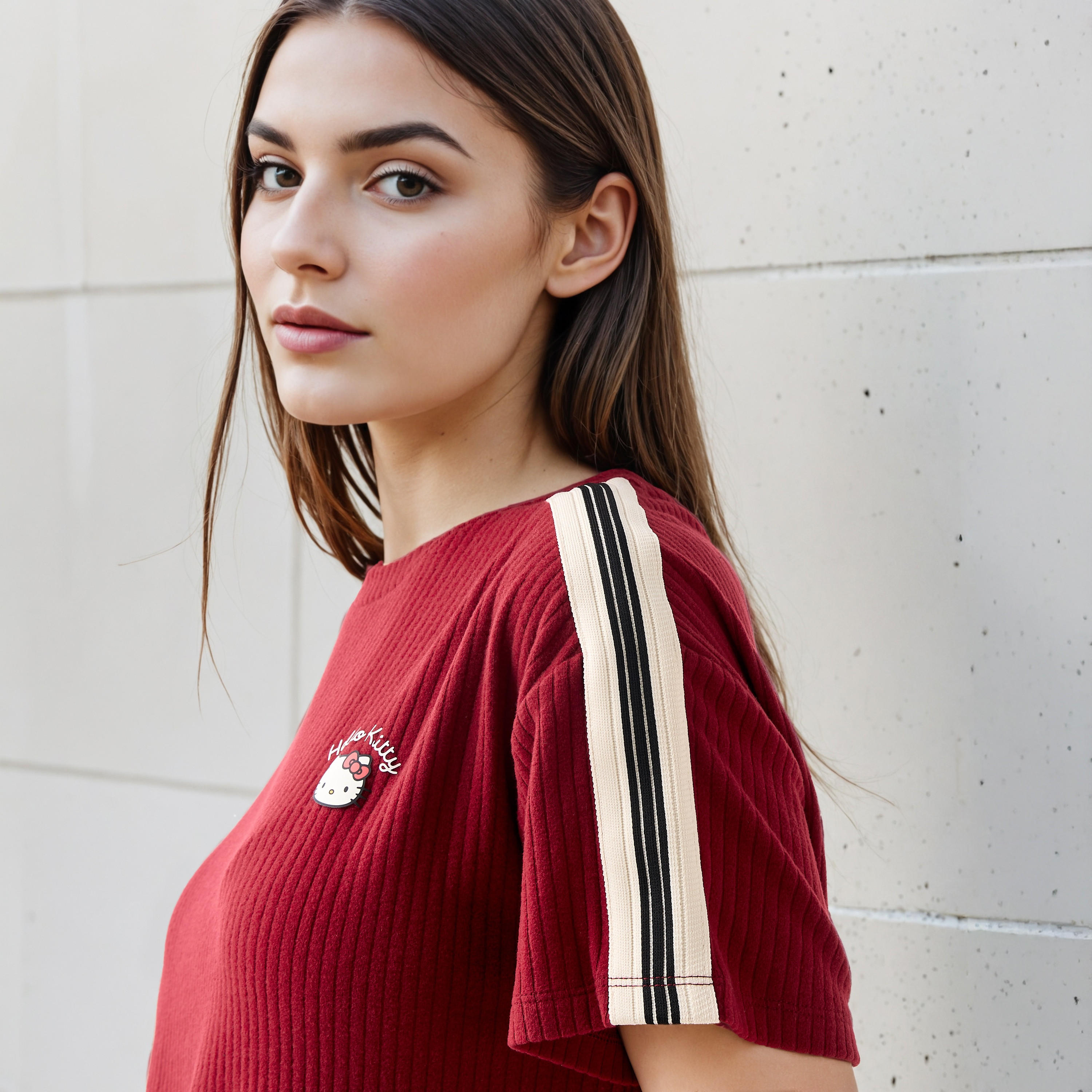 تيشيرت من مزيج البوليستر بقصة عادية وتفاصيل هيلو كيتي-women-clothing-tshirts-image-1