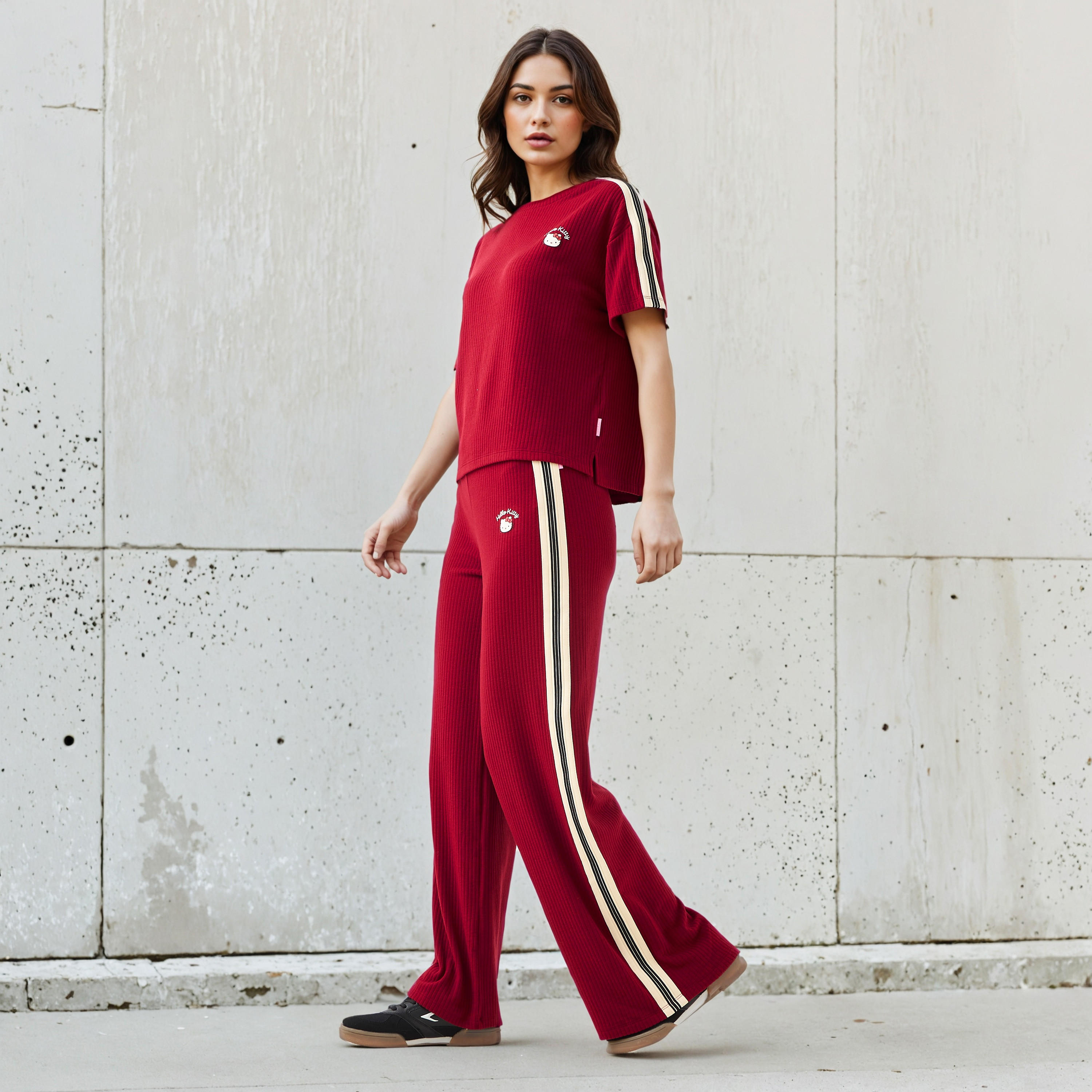 بنطلون تراك بطبعة هيلو كيتي وخصر متوسط الارتفاع-women-clothing-bottoms-trousers-image-4