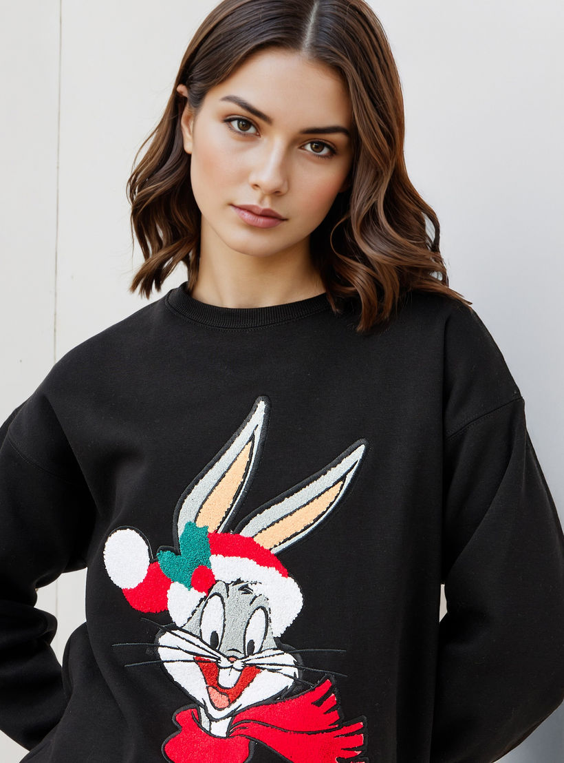 سويت شيرت فضفاض بتطريزات لوني تونز-women-winterwear-hoodiesandsweatshirts-sweatshirts-image-2