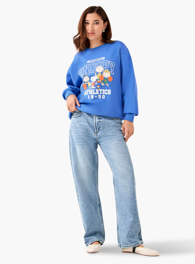 Snoopy Sweatshirt with Drop Shoulder-women-winterwear-hoodiesandsweatshirts-sweatshirts-image-2