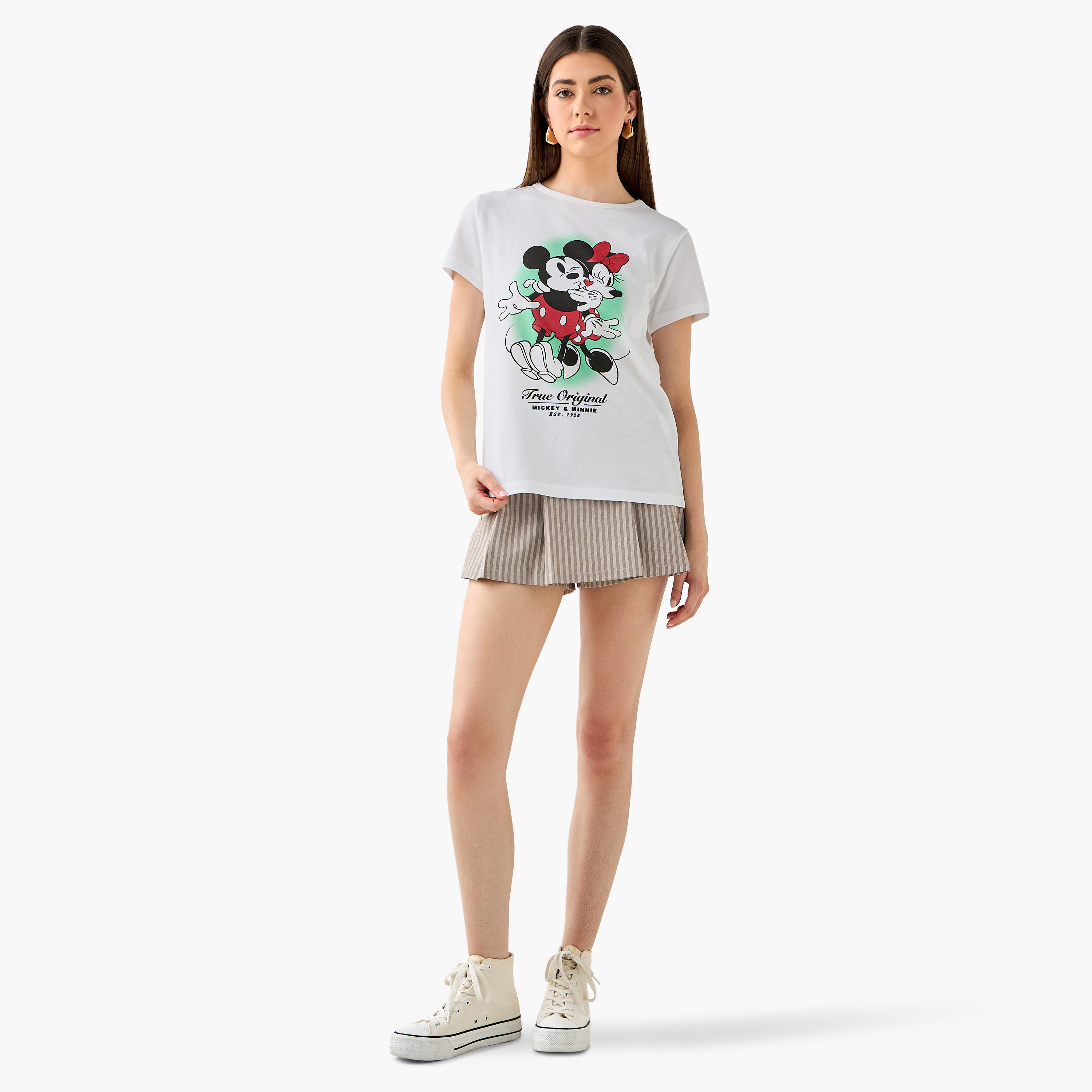 Mickey and Minnie Mouse Cotton T-shirt -women-clothing-tshirts-image-2