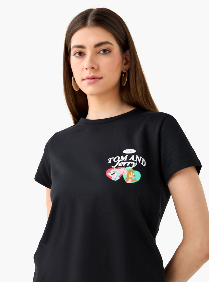 تيشيرت قطن بطبعات توم وجيري-women-clothing-tshirts-image-2