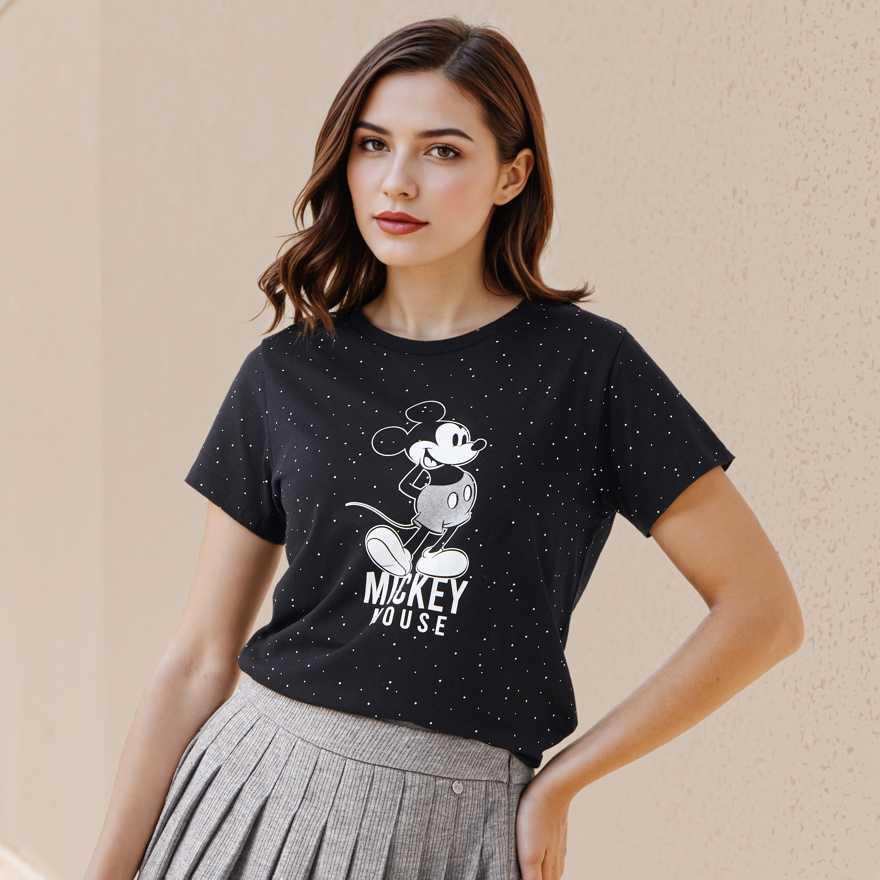 Mickey Mouse Cotton T-shirt-women-clothing-tshirts-image-1