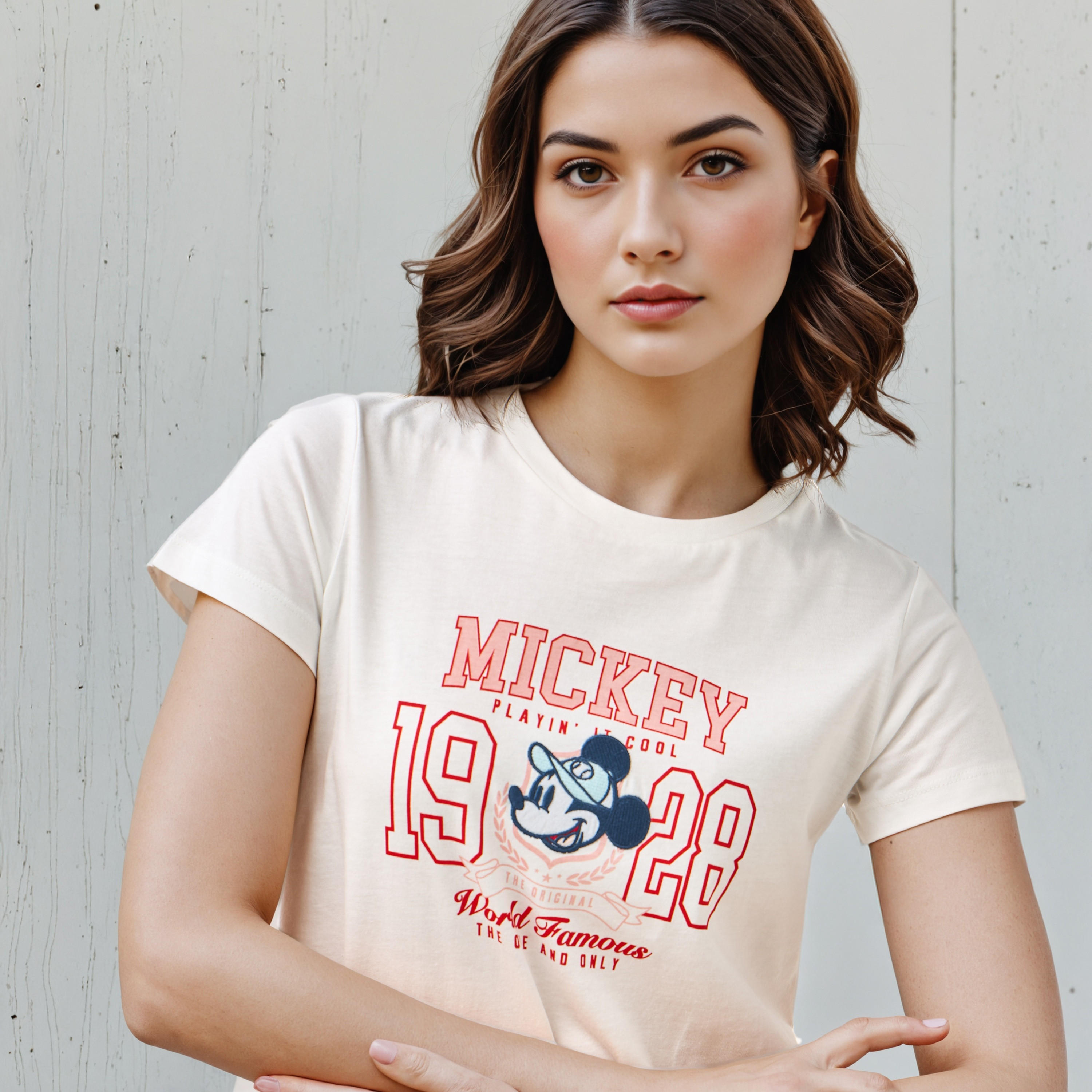 تيشيرت بياقة ضيقة وطبعات ميكي ماوس-women-clothing-tshirts-image-2