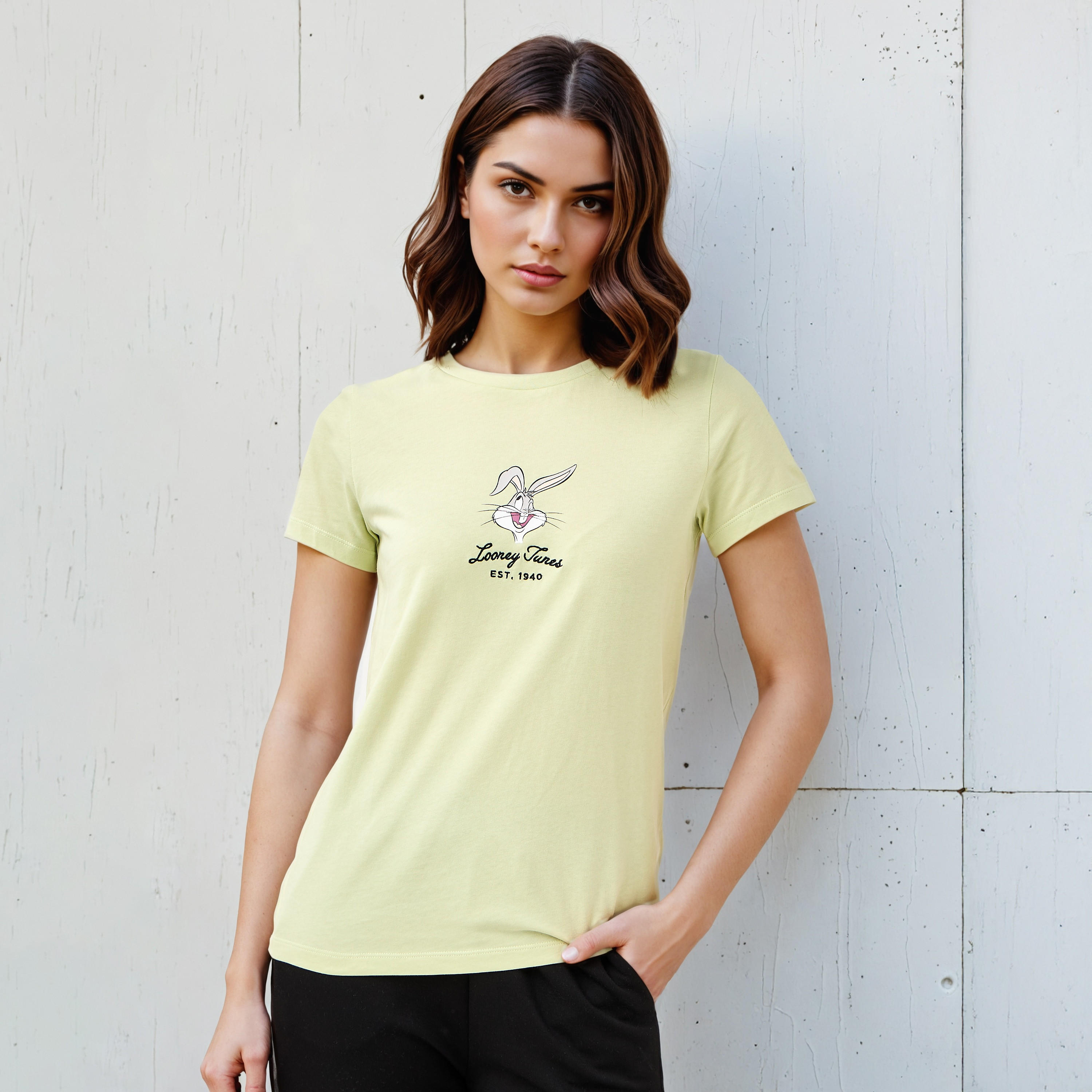 Looney Tunes Print Crew Neck T-shirt-women-clothing-tshirts-image-1