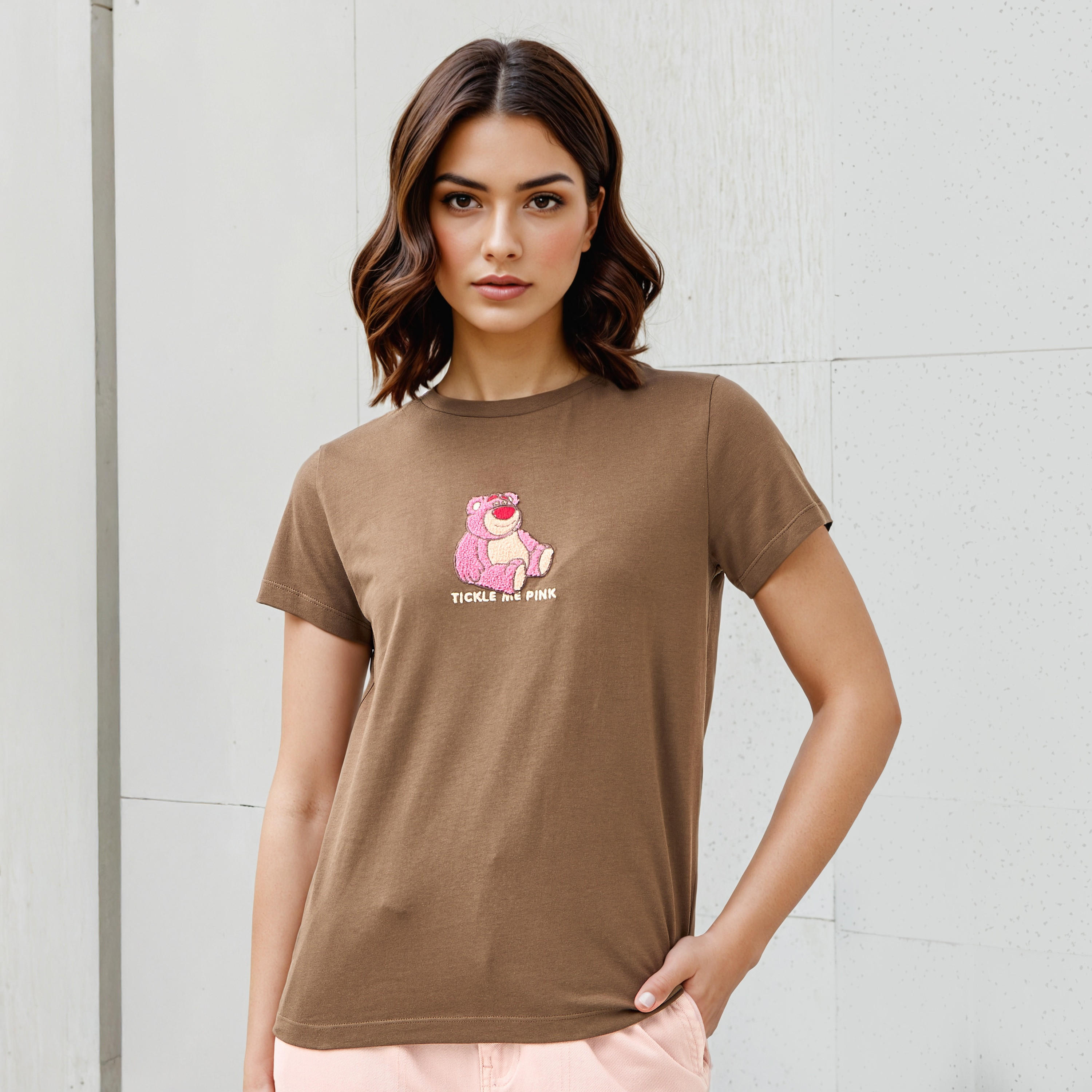 Lots-o'-Huggin' Bear Embroidered Crew Neck T-shirt-women-clothing-tshirts-image-1