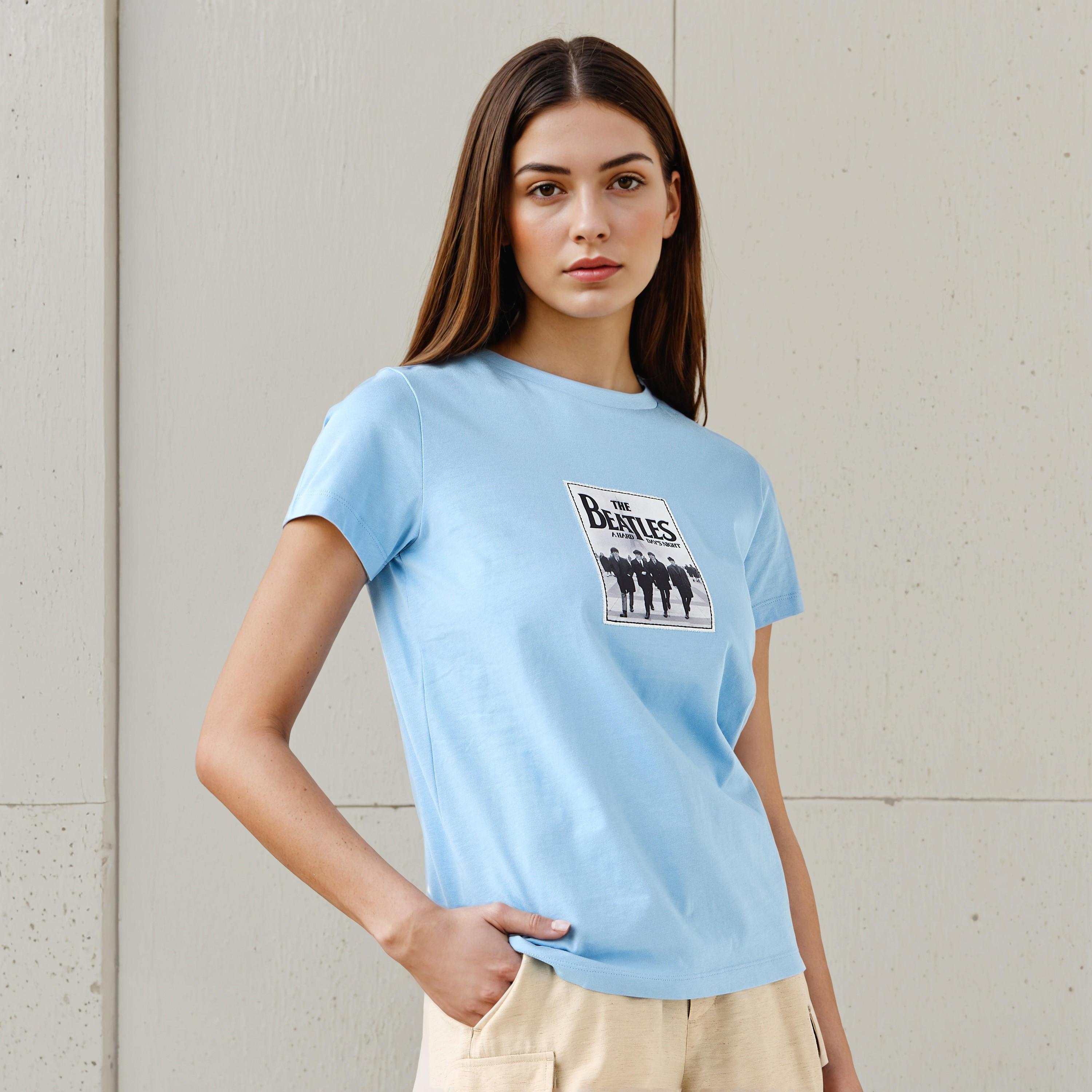 The Beatles Print Crew Neck T-shirt-women-clothing-tshirts-image-1