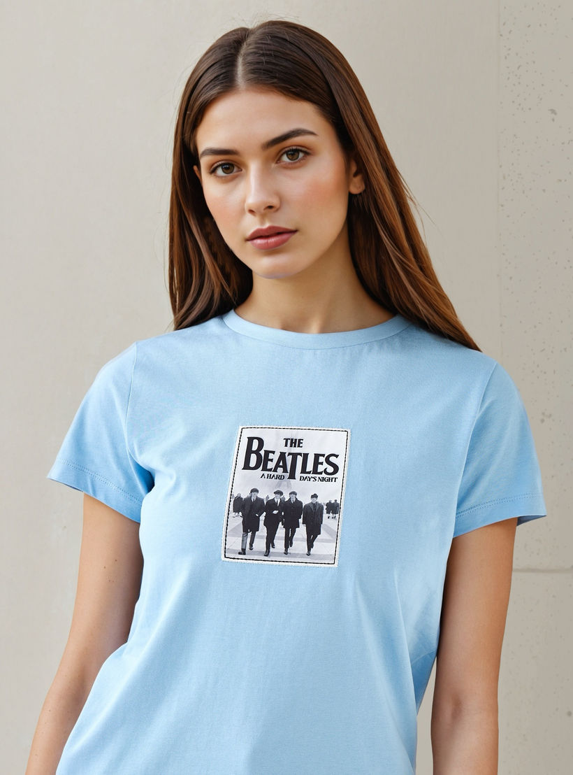 The Beatles Print Crew Neck T-shirt-women-clothing-tshirts-image-4