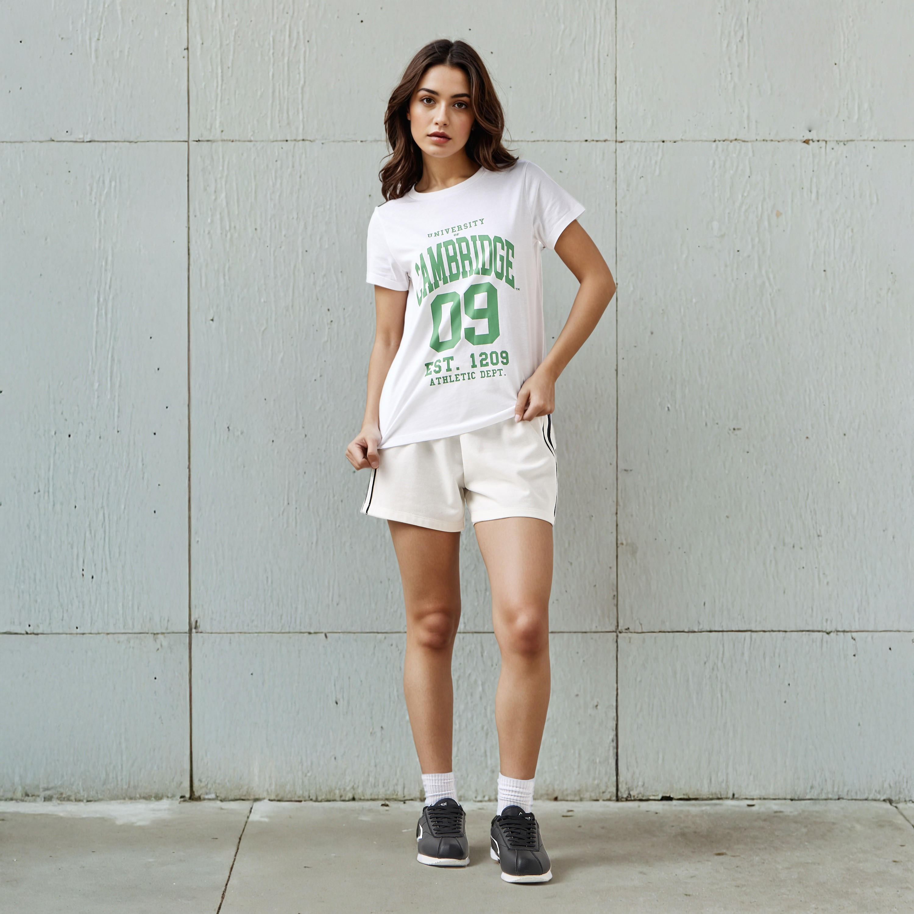 تيشيرت قطن بقصة عادية وطبعات جامعة كامبريدج-women-clothing-tshirts-image-3
