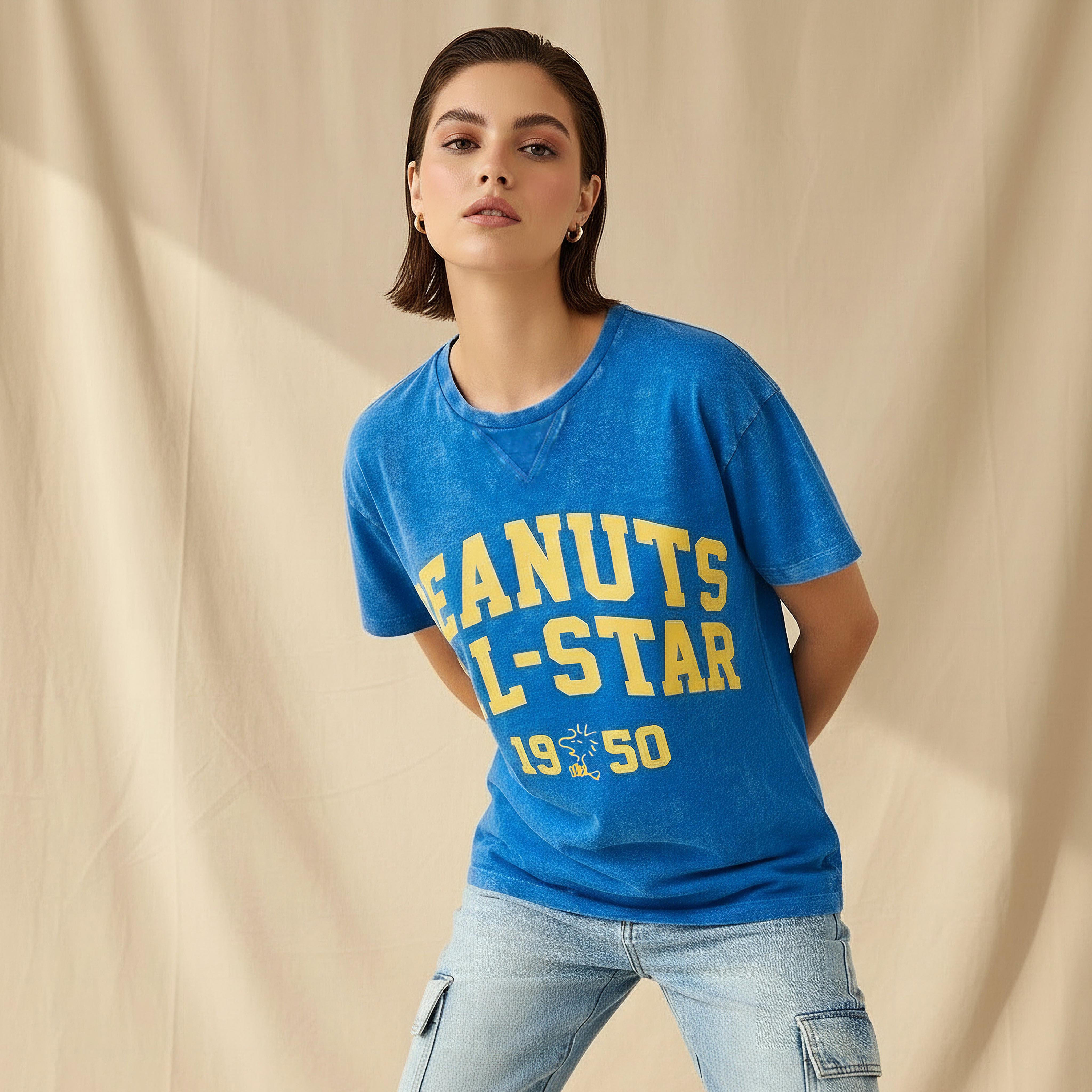 Snoopy Relaxed Fit Cotton Washed T-shirt -women-clothing-tshirts-image-1