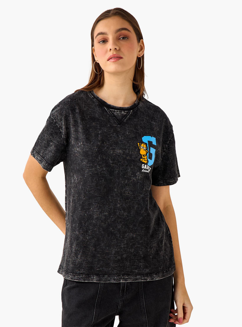 Garfield Relaxed Fit Cotton Washed T-shirt-women-clothing-tshirts-image-2