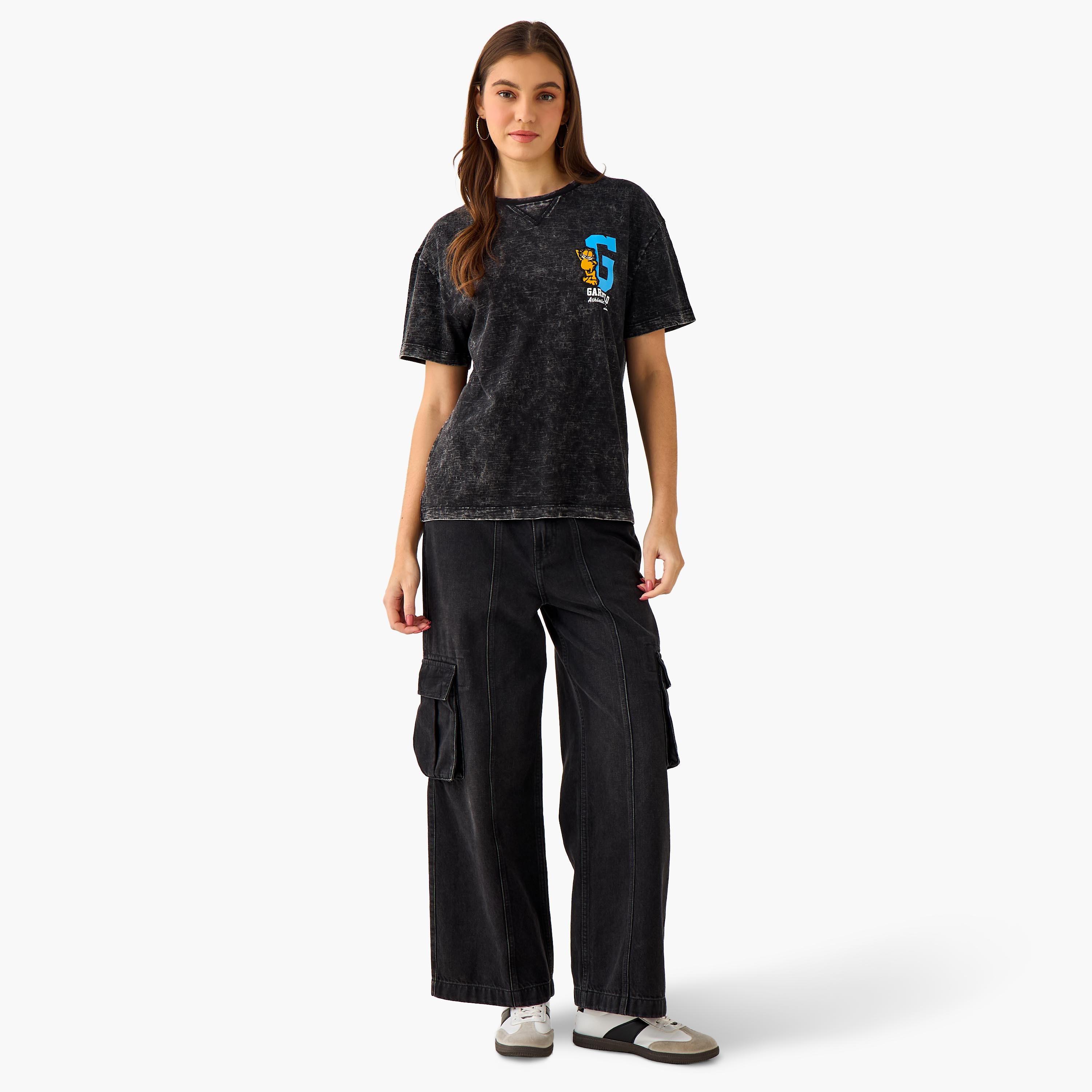 Garfield Relaxed Fit Cotton Washed T-shirt-women-clothing-tshirts-image-3