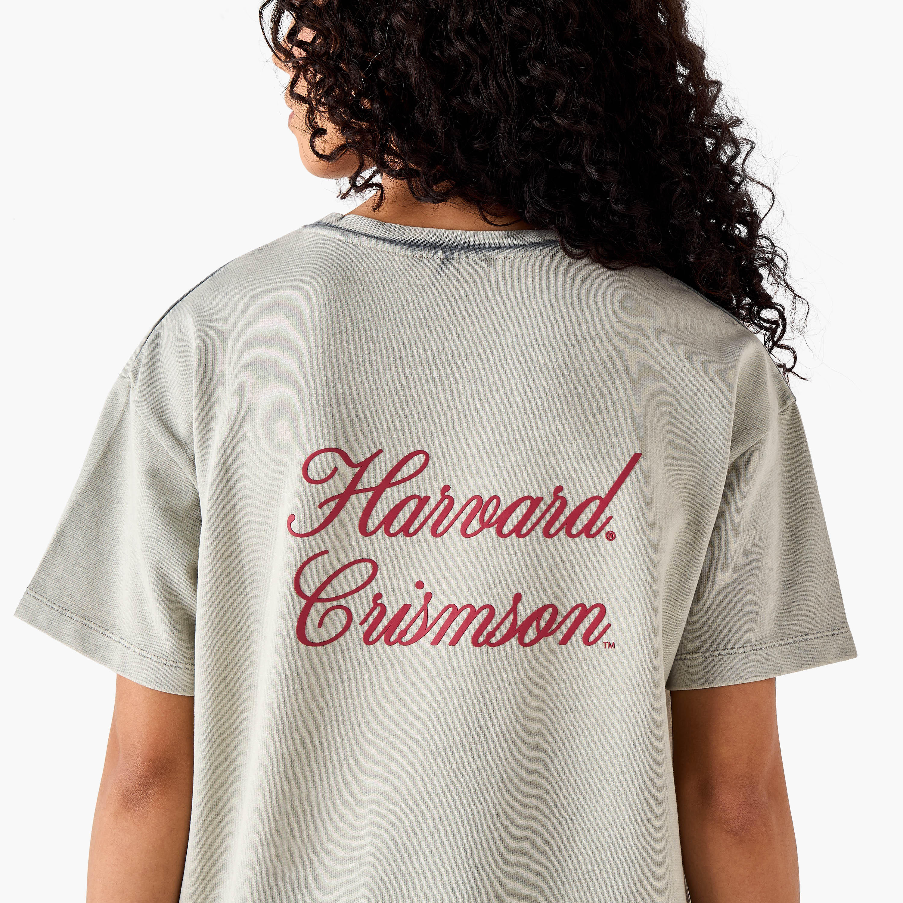 تيشيرت جامعة هارفارد أوفر سايز من القطن المغسول-women-clothing-tshirts-image-5