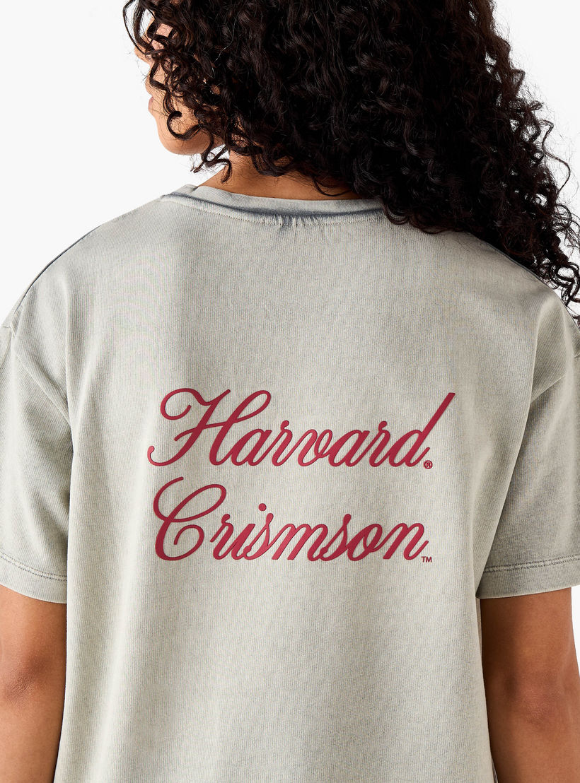 تيشيرت جامعة هارفارد أوفر سايز من القطن المغسول-women-clothing-tshirts-image-5