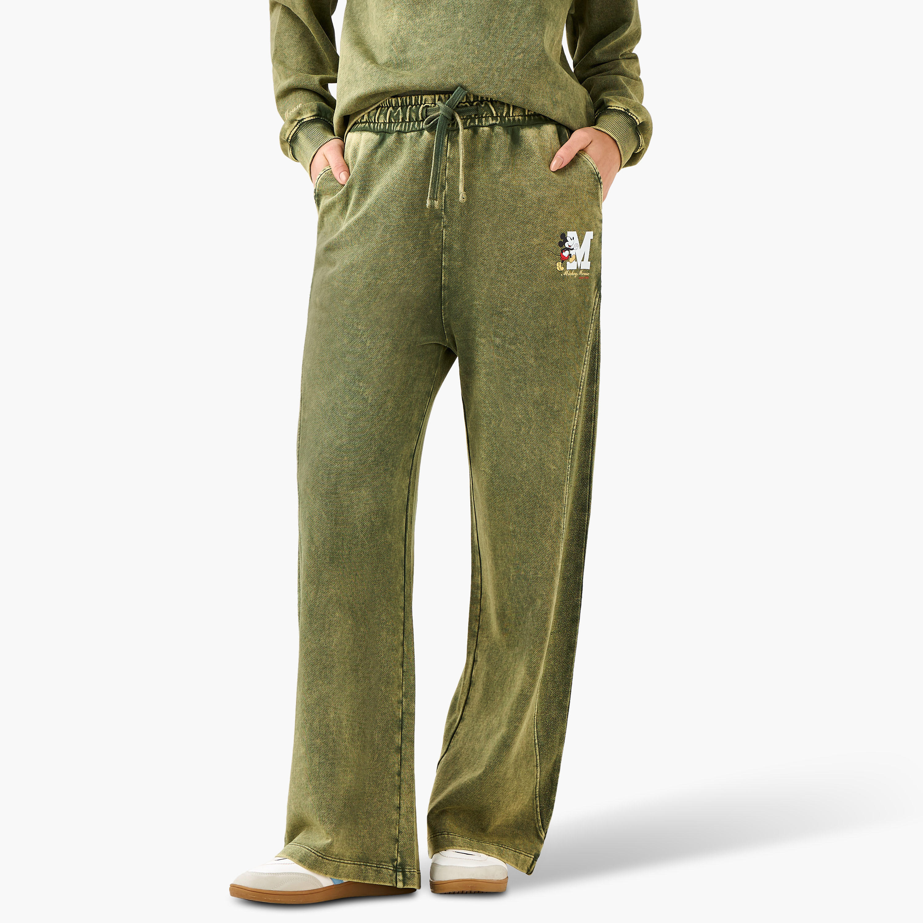بنطلون قطن بأرجل واسعة بطبعة ميكي ماوس-women-clothing-bottoms-joggers-image-2