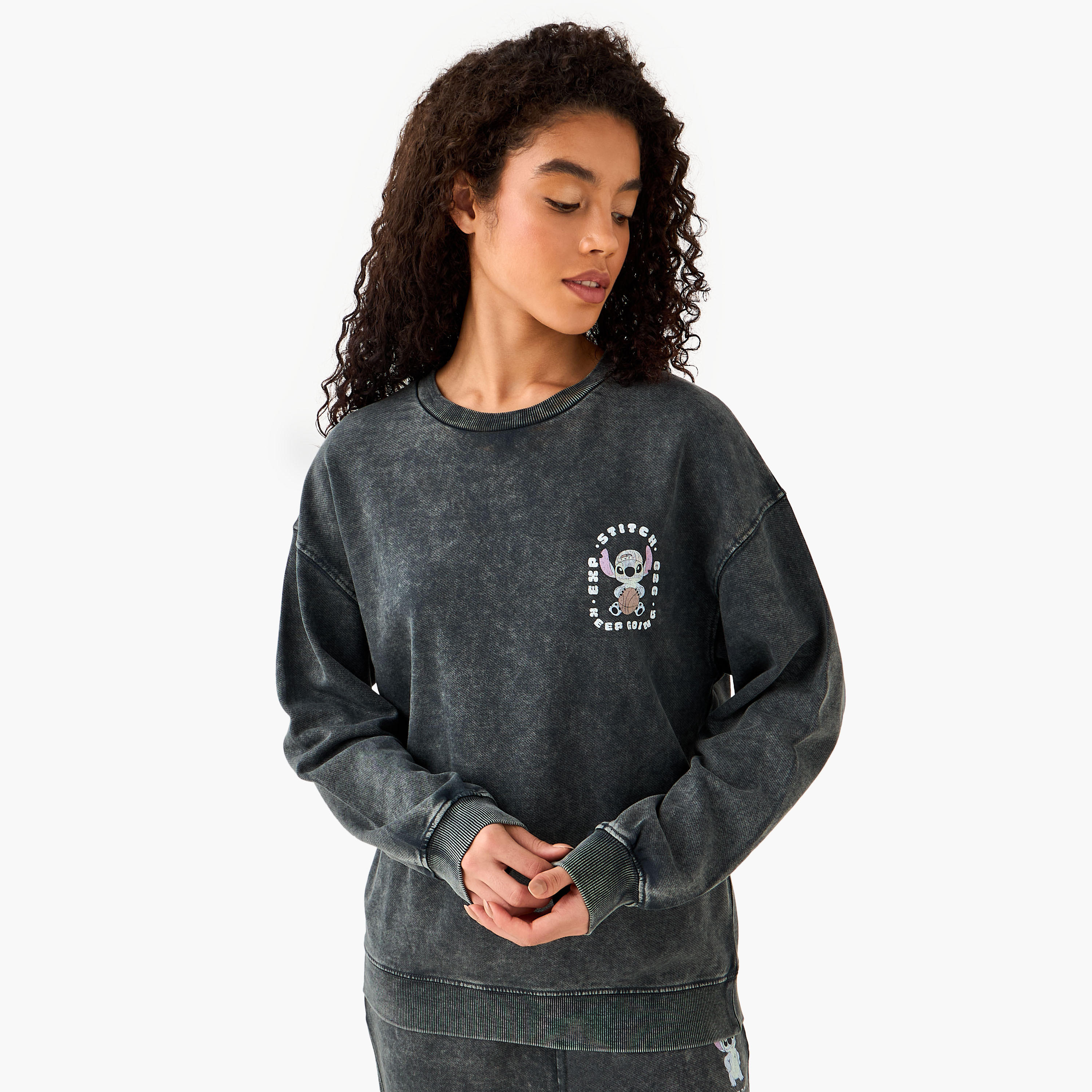 سويت شيرت قطن بطبعات ستيتش-women-clothing-coordsets-image-2