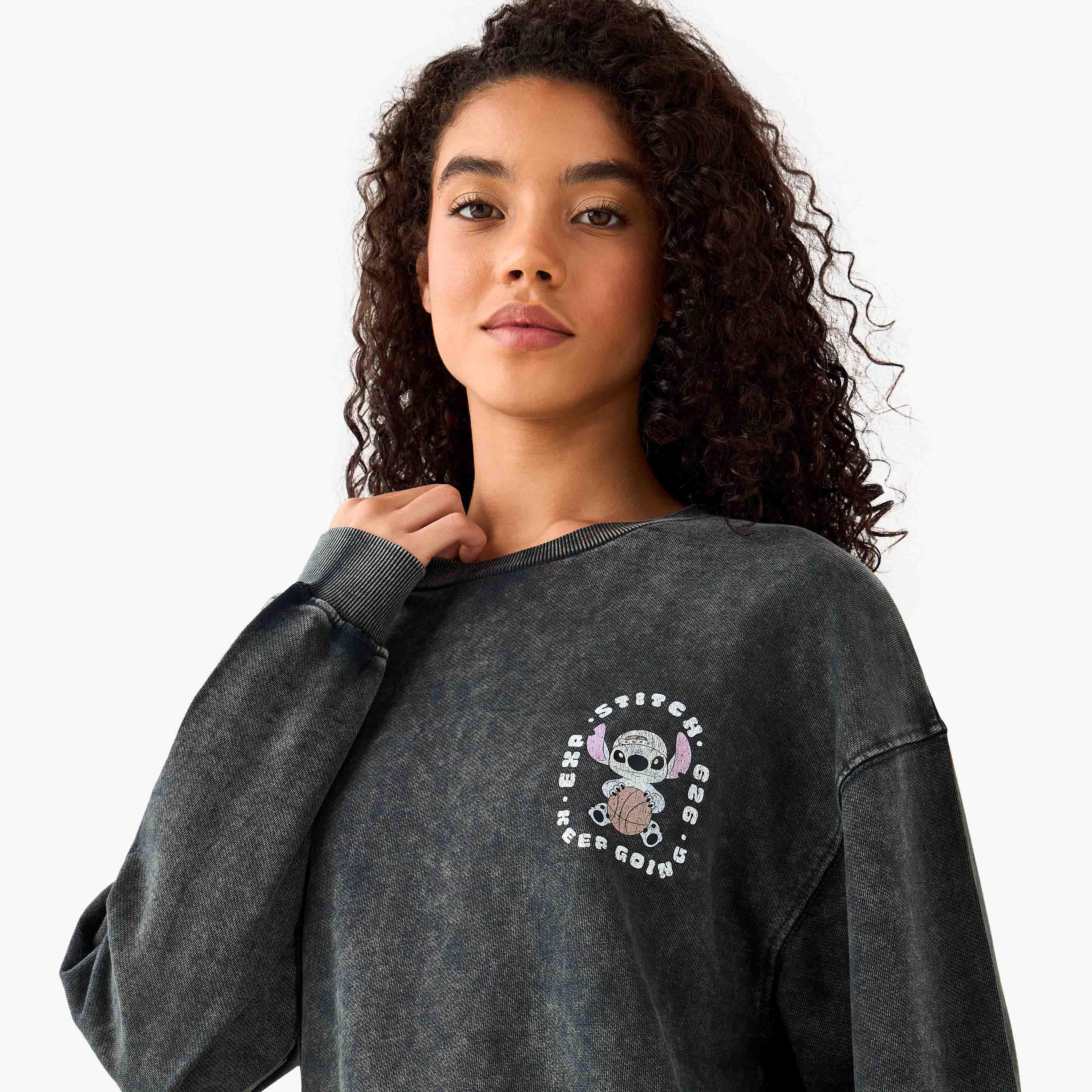 سويت شيرت قطن بطبعات ستيتش-women-clothing-coordsets-image-5