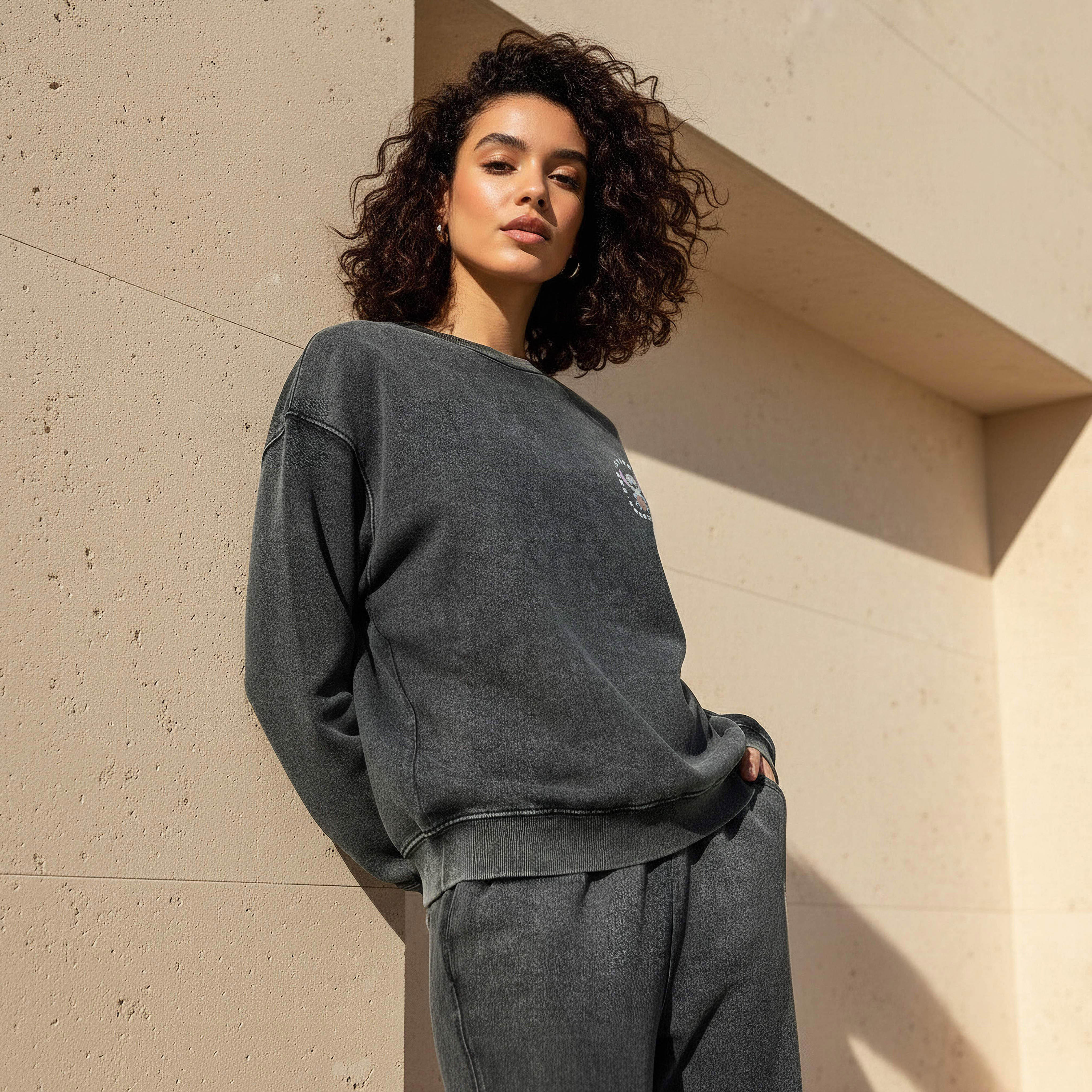 Sweatshirt with Stitch Print Cotton-women-clothing-coordsets-image-1