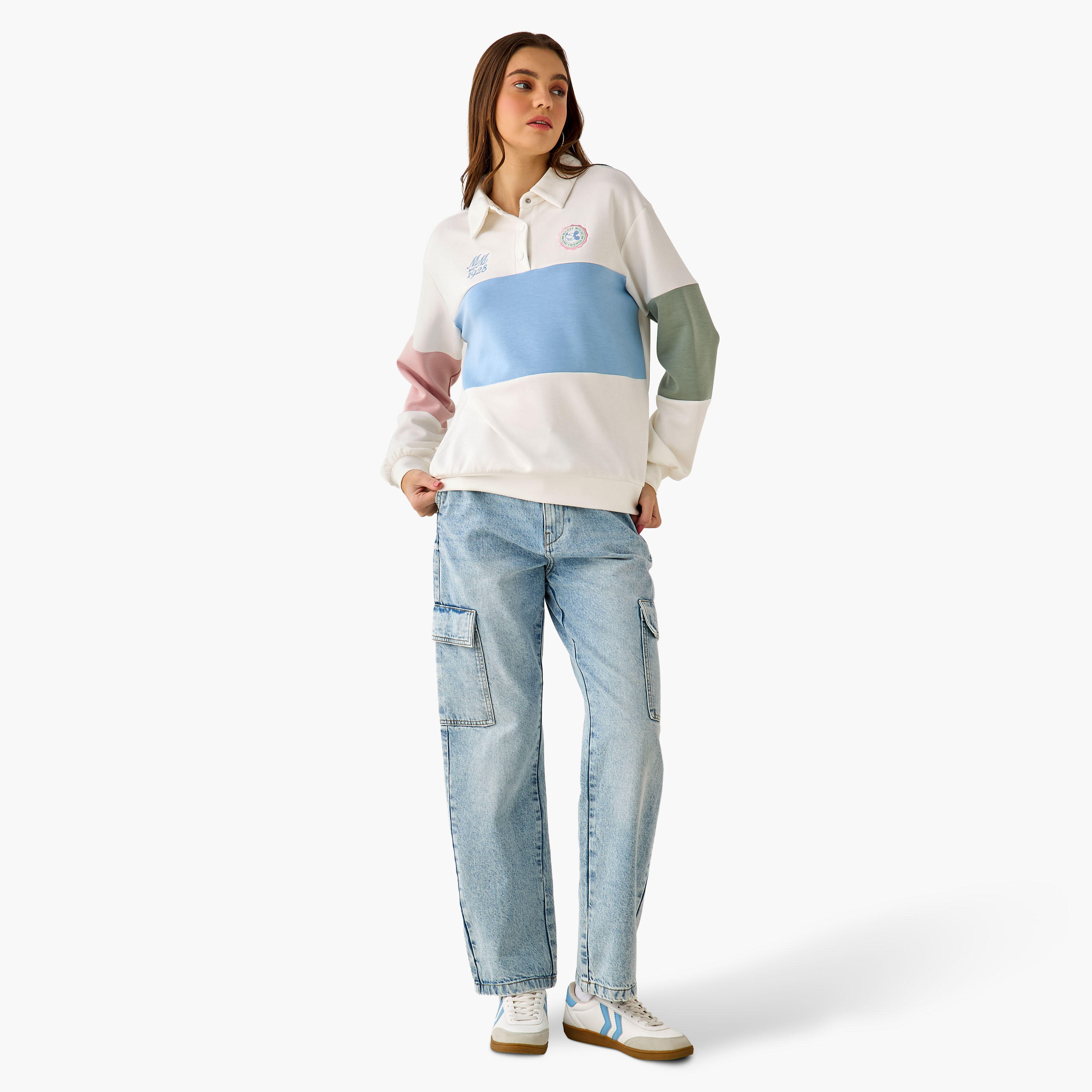 Mickey Mouse Sweatshirt with Polo Collar-women-winterwear-hoodiesandsweatshirts-sweatshirts-image-3