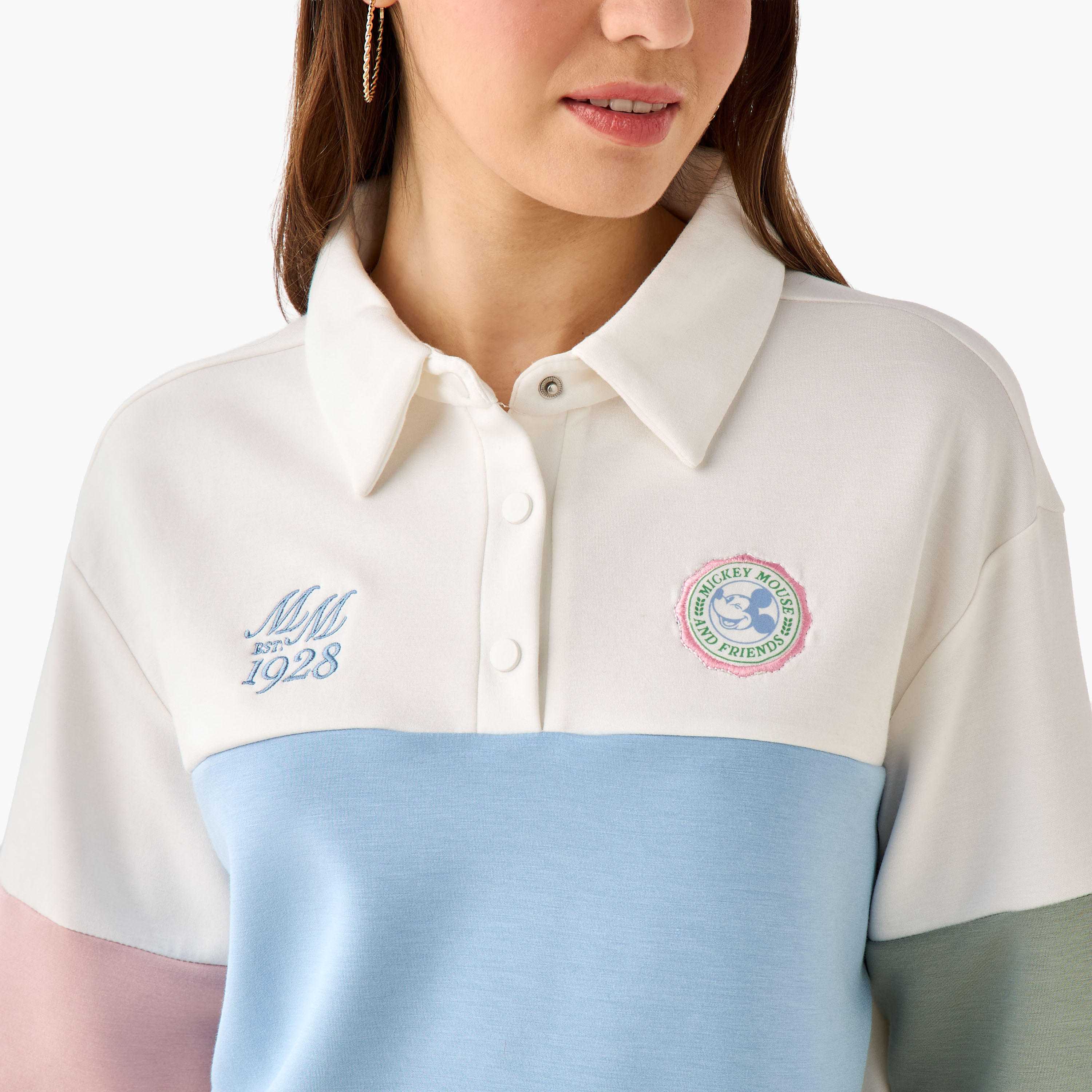 Mickey Mouse Sweatshirt with Polo Collar-women-winterwear-hoodiesandsweatshirts-sweatshirts-image-5