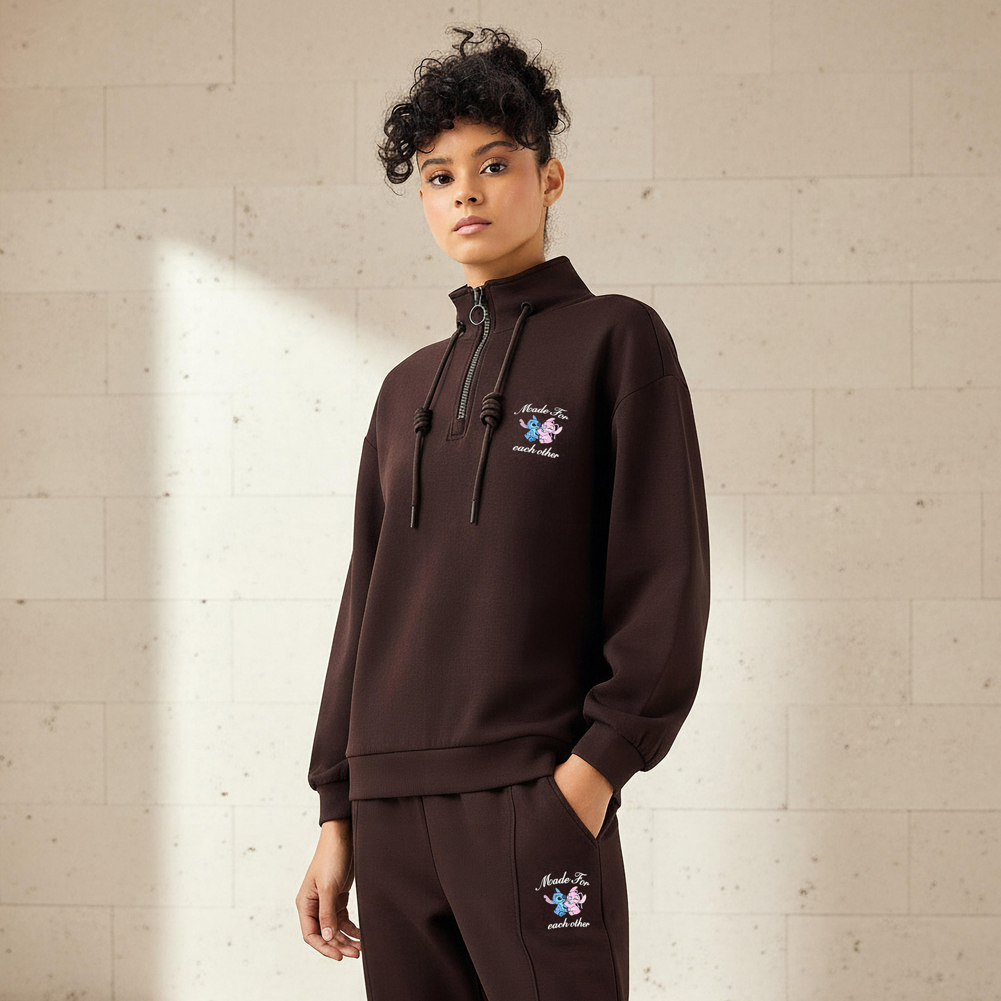 Lilo and Stitch Sweatshirt with Half Zip -women-clothing-coordsets-image-1