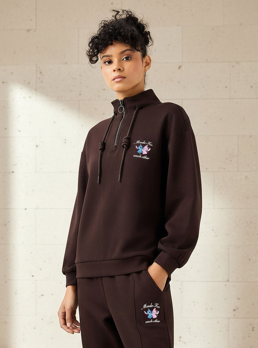 Lilo and Stitch Sweatshirt with Half Zip -women-clothing-coordsets-image-1