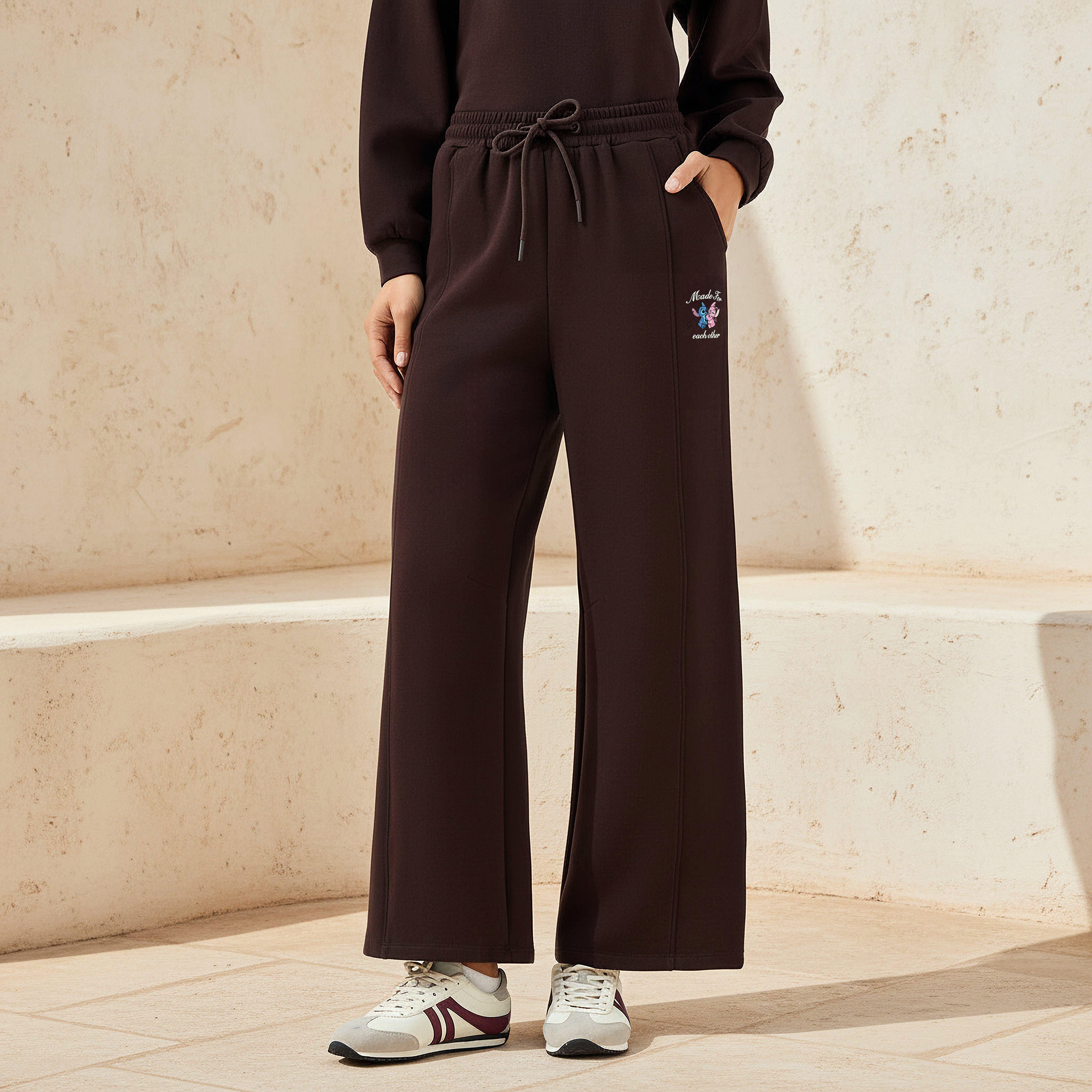 Lilo and Stitch Relaxed Fit Mid-Rise Cotton Wide Leg Pants-women-clothing-bottoms-joggers-image-1