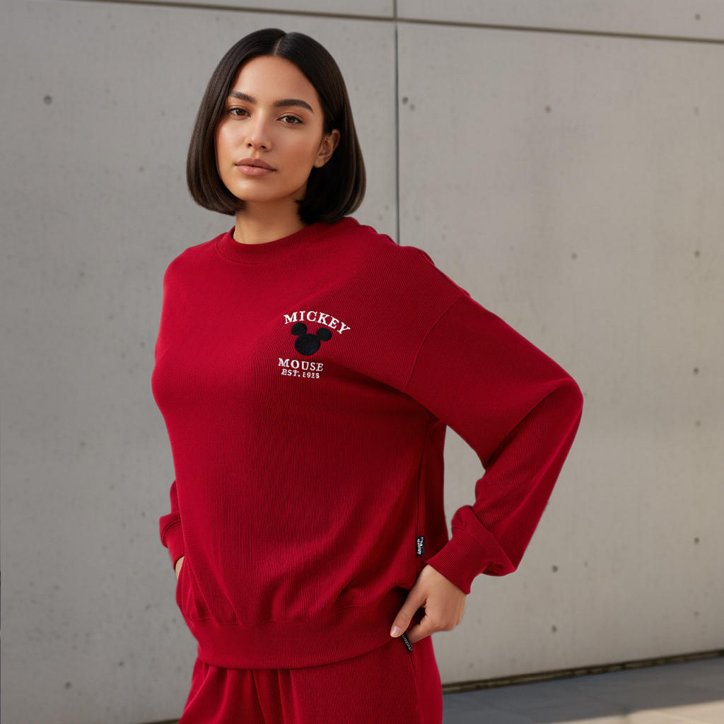 سويت شيرت أوفر سايز بطبعة ميكي ماوس-women-clothing-coordsets-image-5