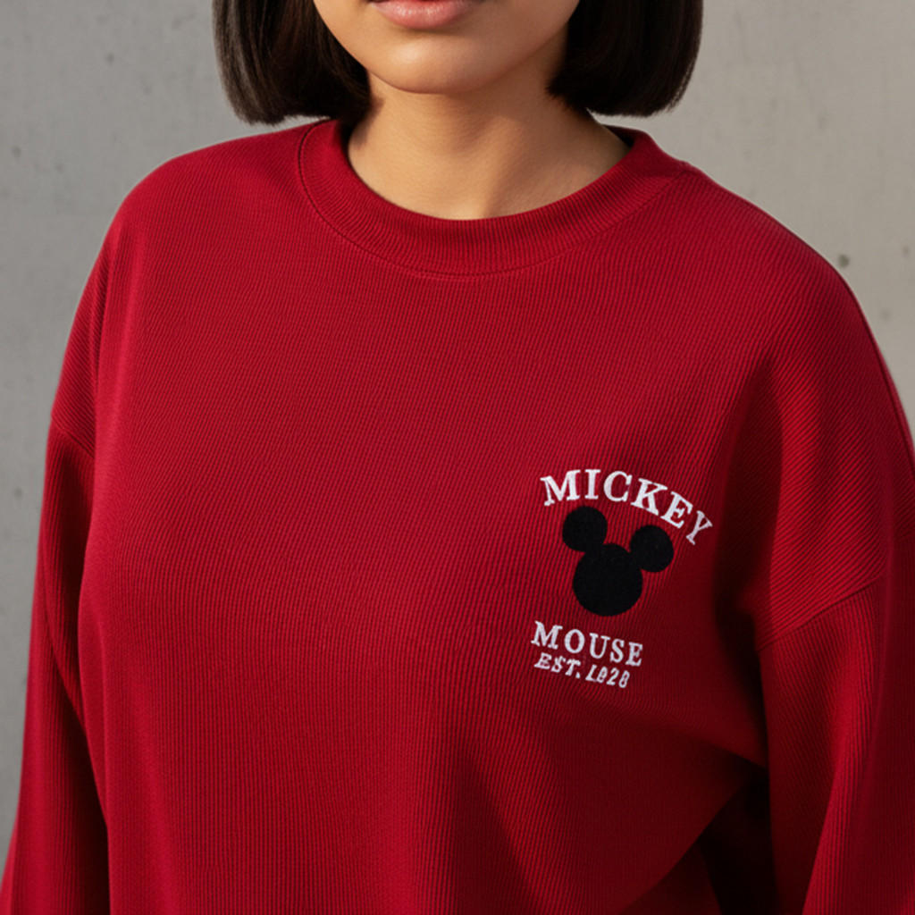 سويت شيرت أوفر سايز بطبعة ميكي ماوس-women-clothing-coordsets-image-1