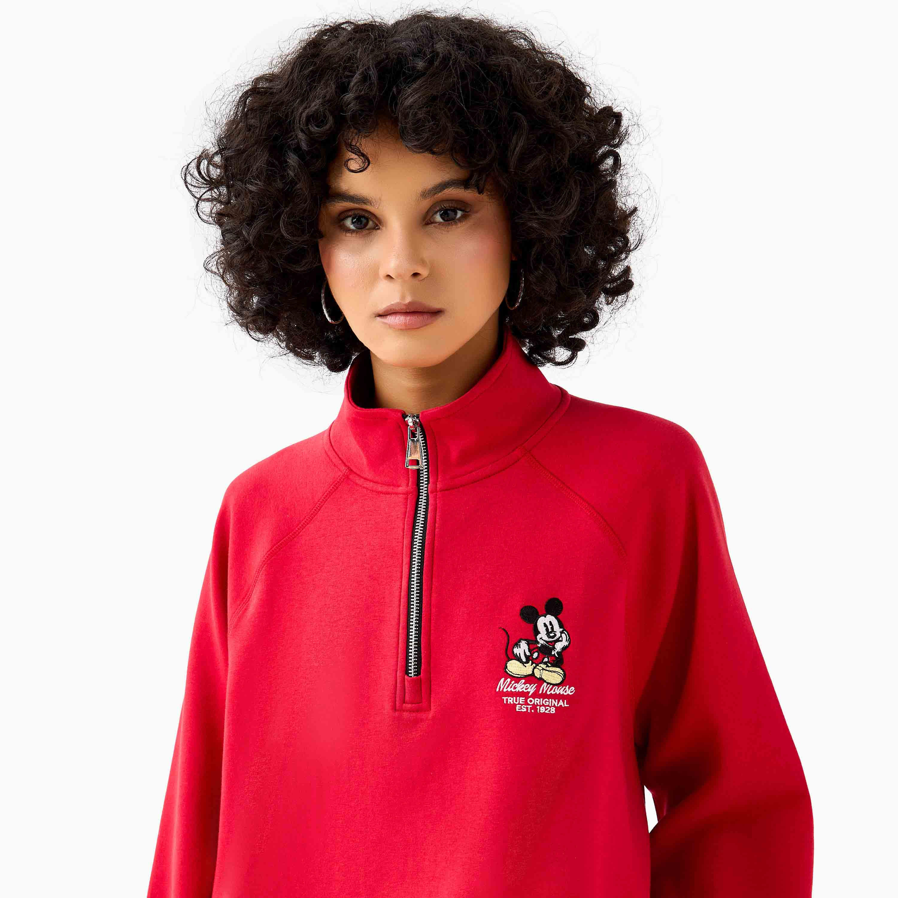 Mickey Mouse Sweatshirt with High Neck-women-clothing-coordsets-image-6