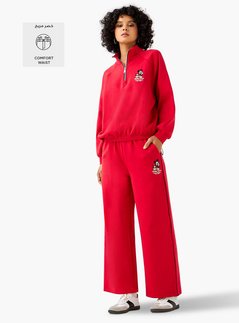 Mid-Rise Cotton Trousers with Mickey Mouse Embroidery-women-clothing-coordsets-image-3
