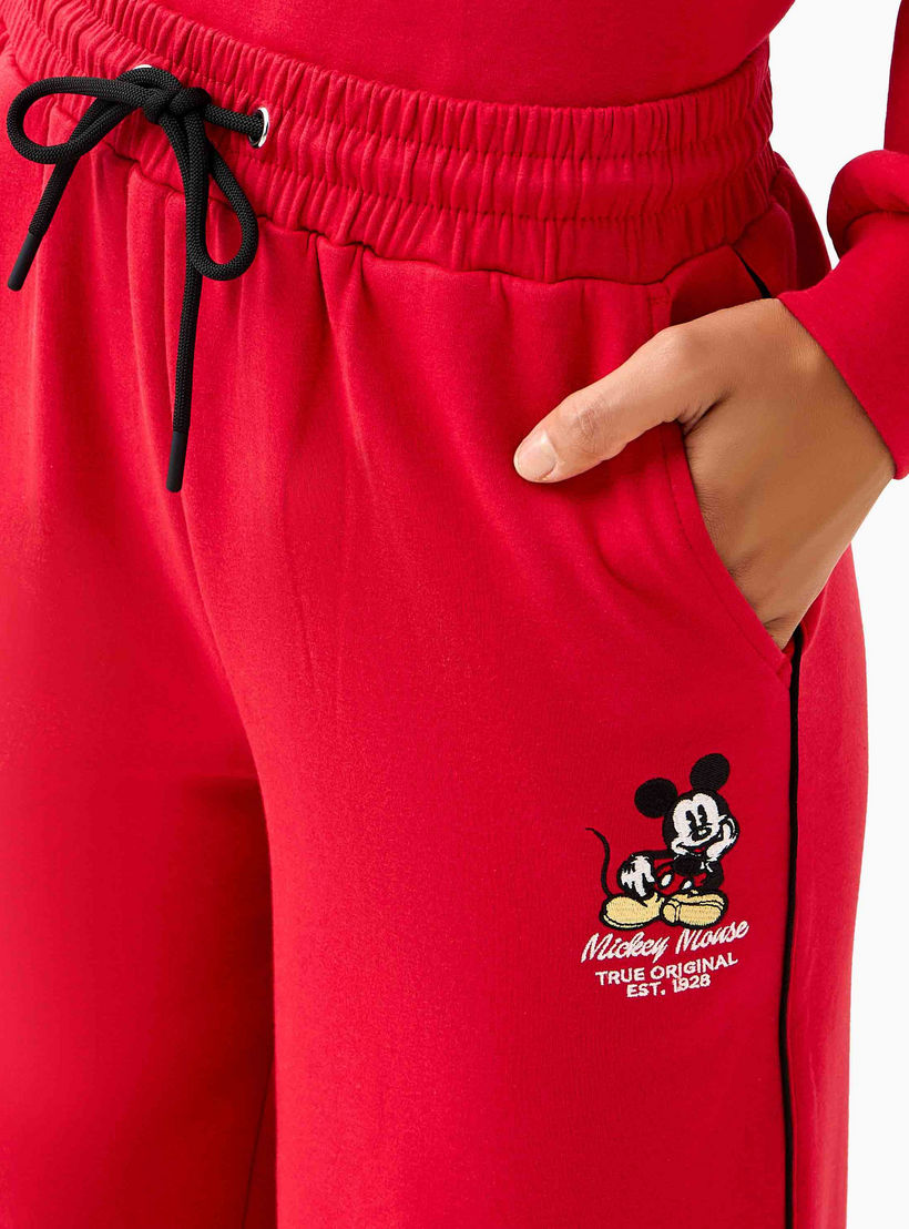 Mid-Rise Cotton Trousers with Mickey Mouse Embroidery-women-clothing-coordsets-image-5