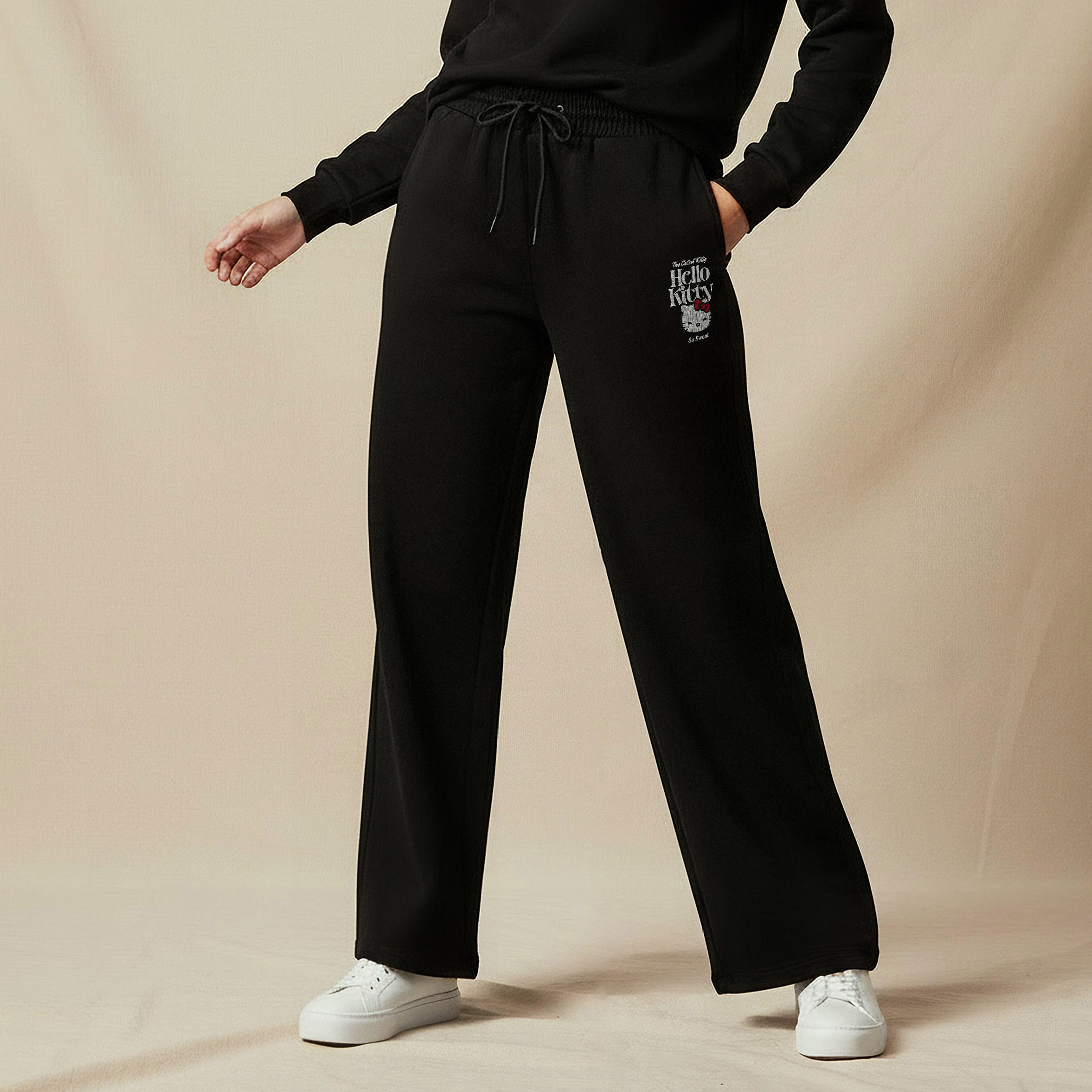 Hello Kitty Wide Leg Cotton Pants-women-clothing-coordsets-image-1