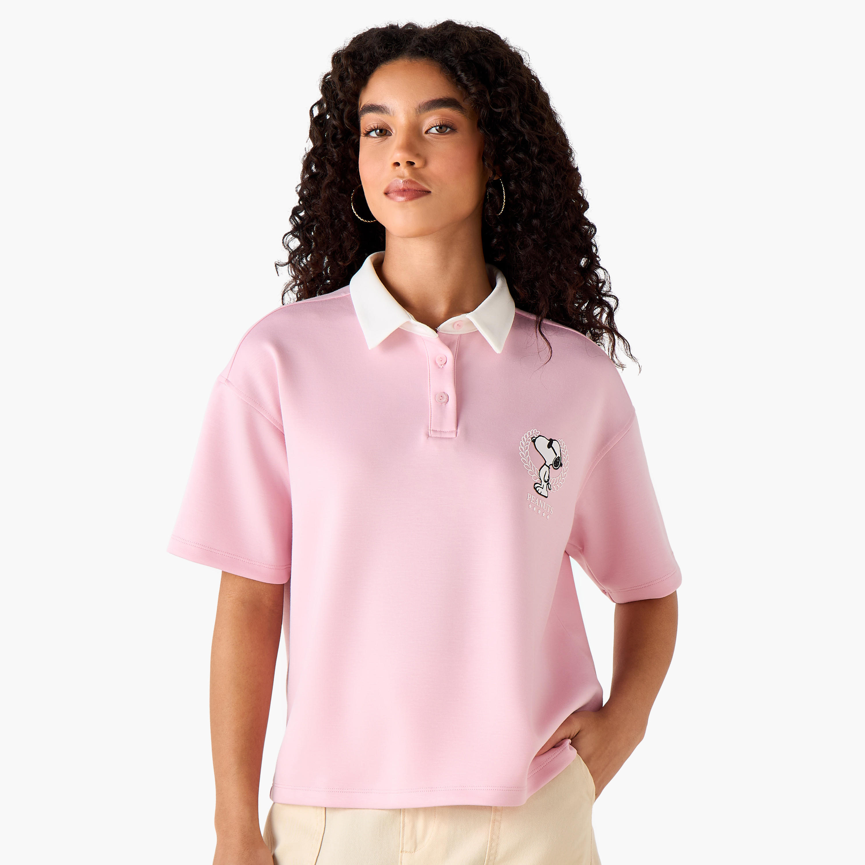 Snoopy Cotton Polo T-shirt-women-clothing-tshirts-image-3