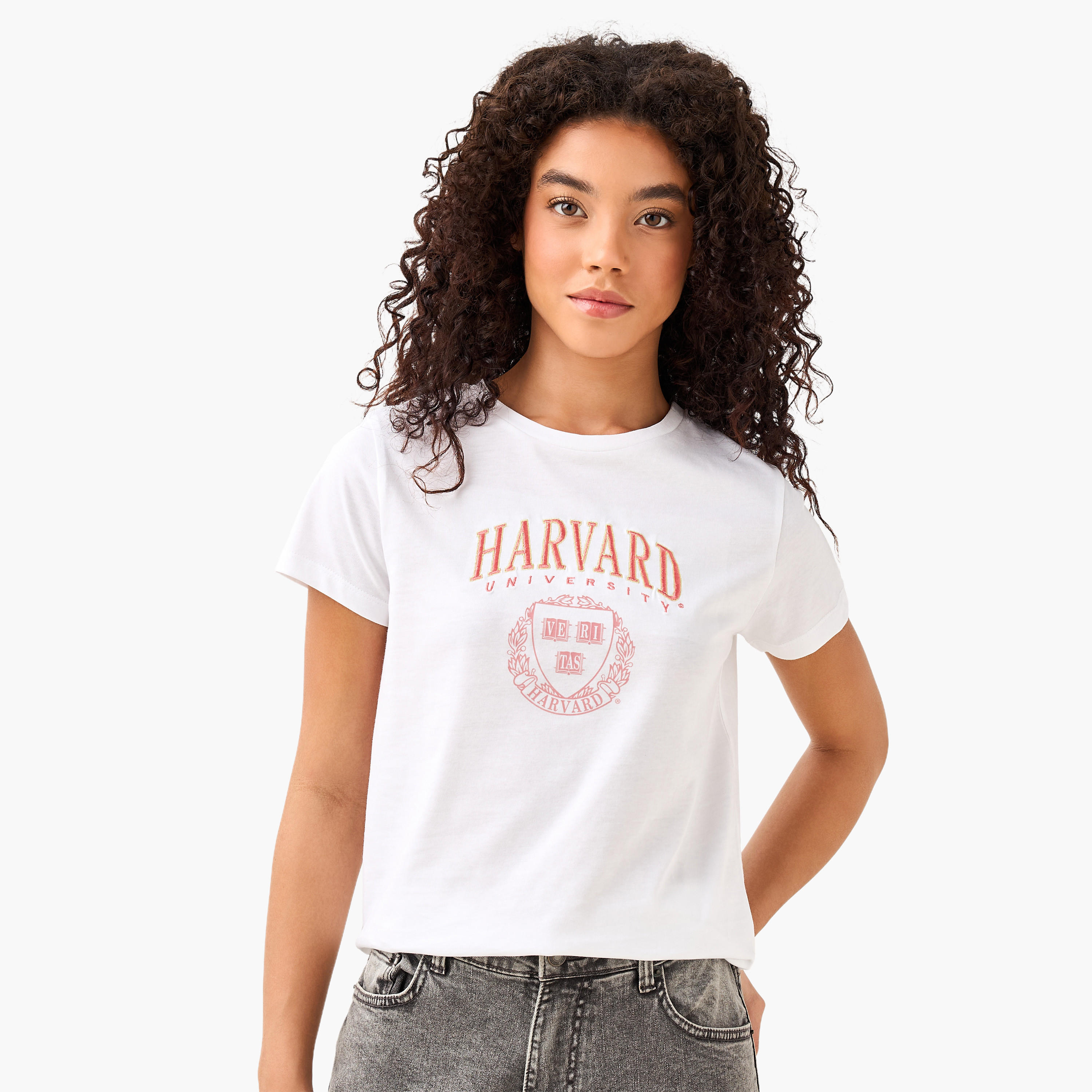 تي شيرت جامعة هارفارد من القطن-women-clothing-tshirts-image-5
