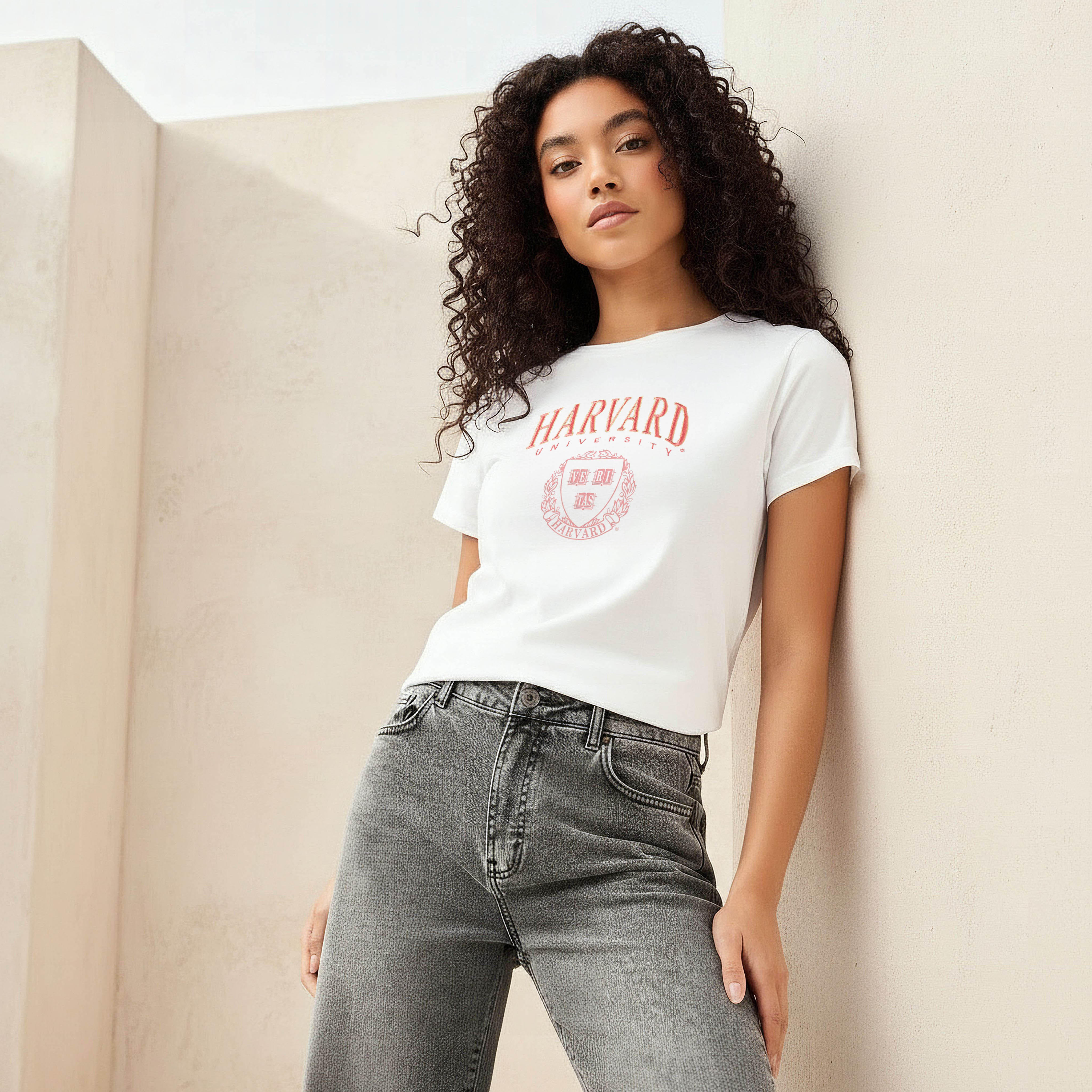 تي شيرت جامعة هارفارد من القطن-women-clothing-tshirts-image-6