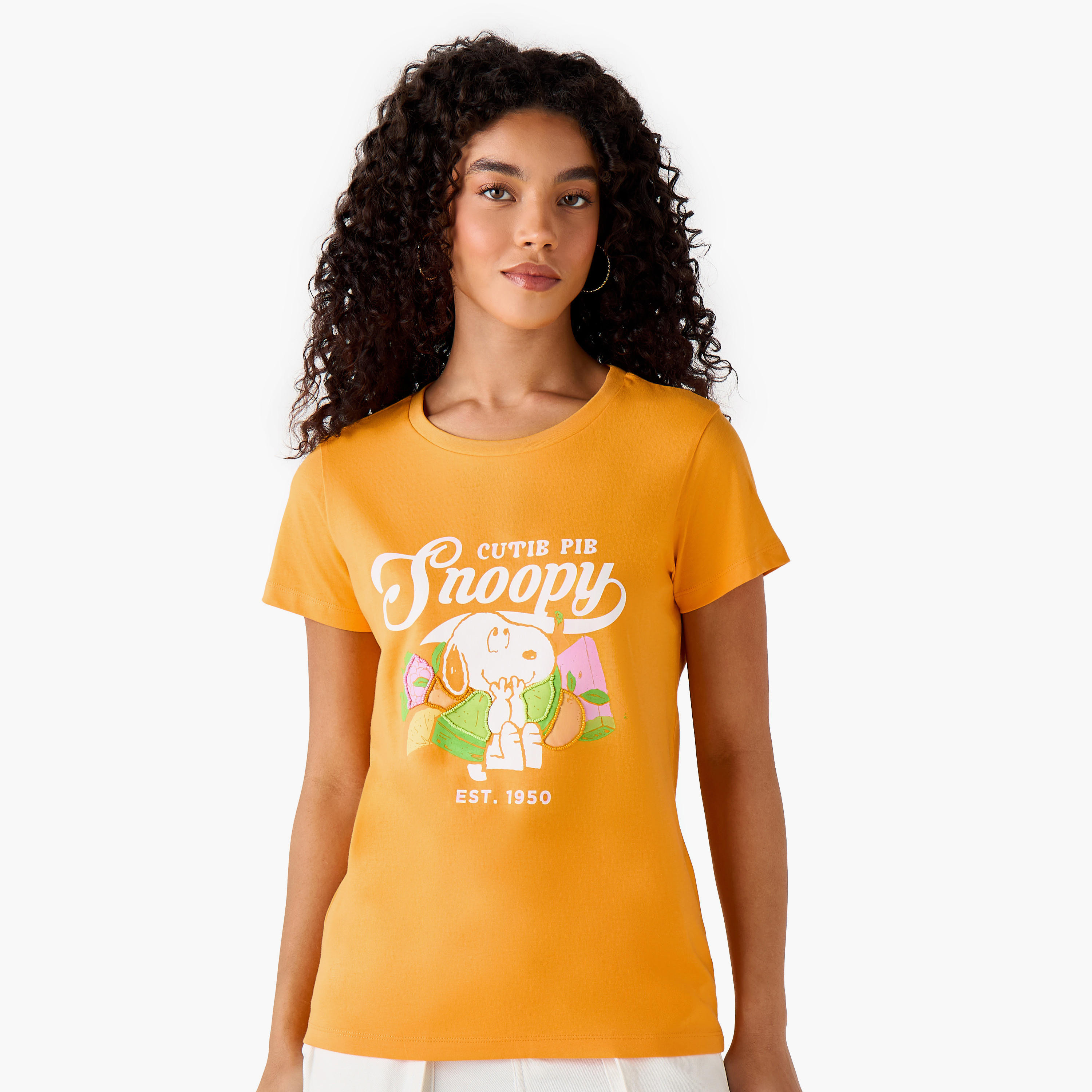 Snoopy Cotton T-shirt-women-clothing-tshirts-image-2