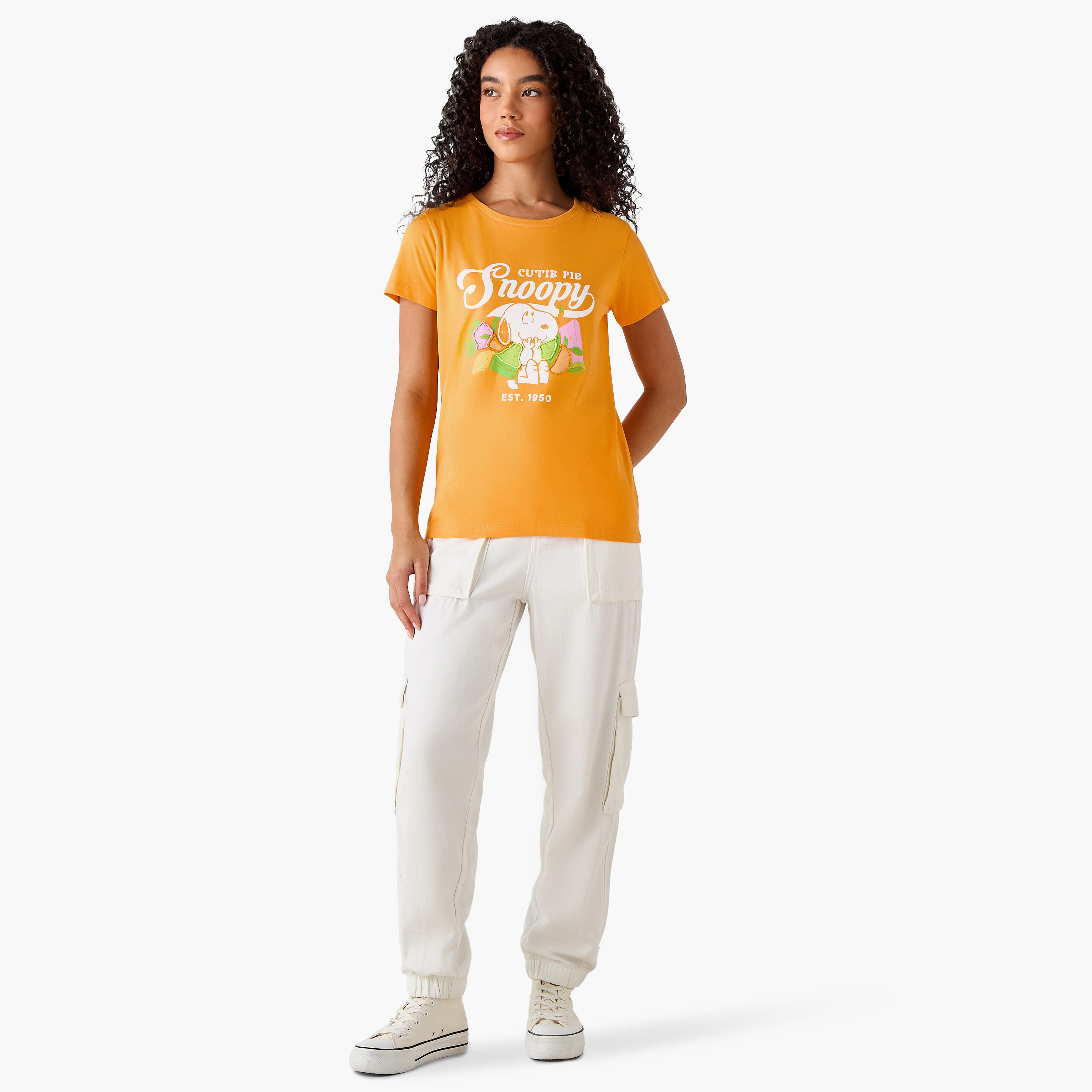 Snoopy Cotton T-shirt-women-clothing-tshirts-image-3